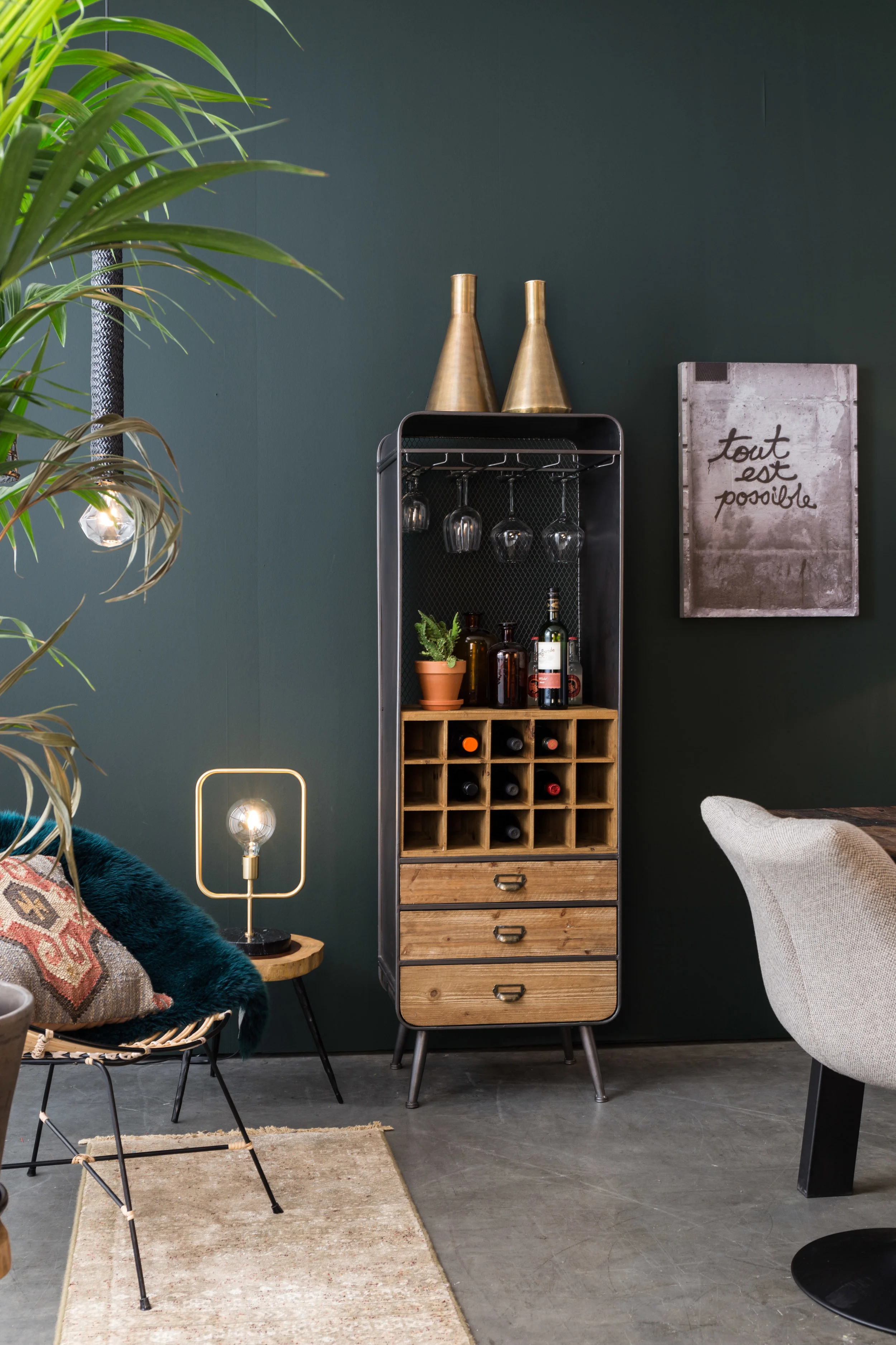 Vintage French Style Wine Cabinet