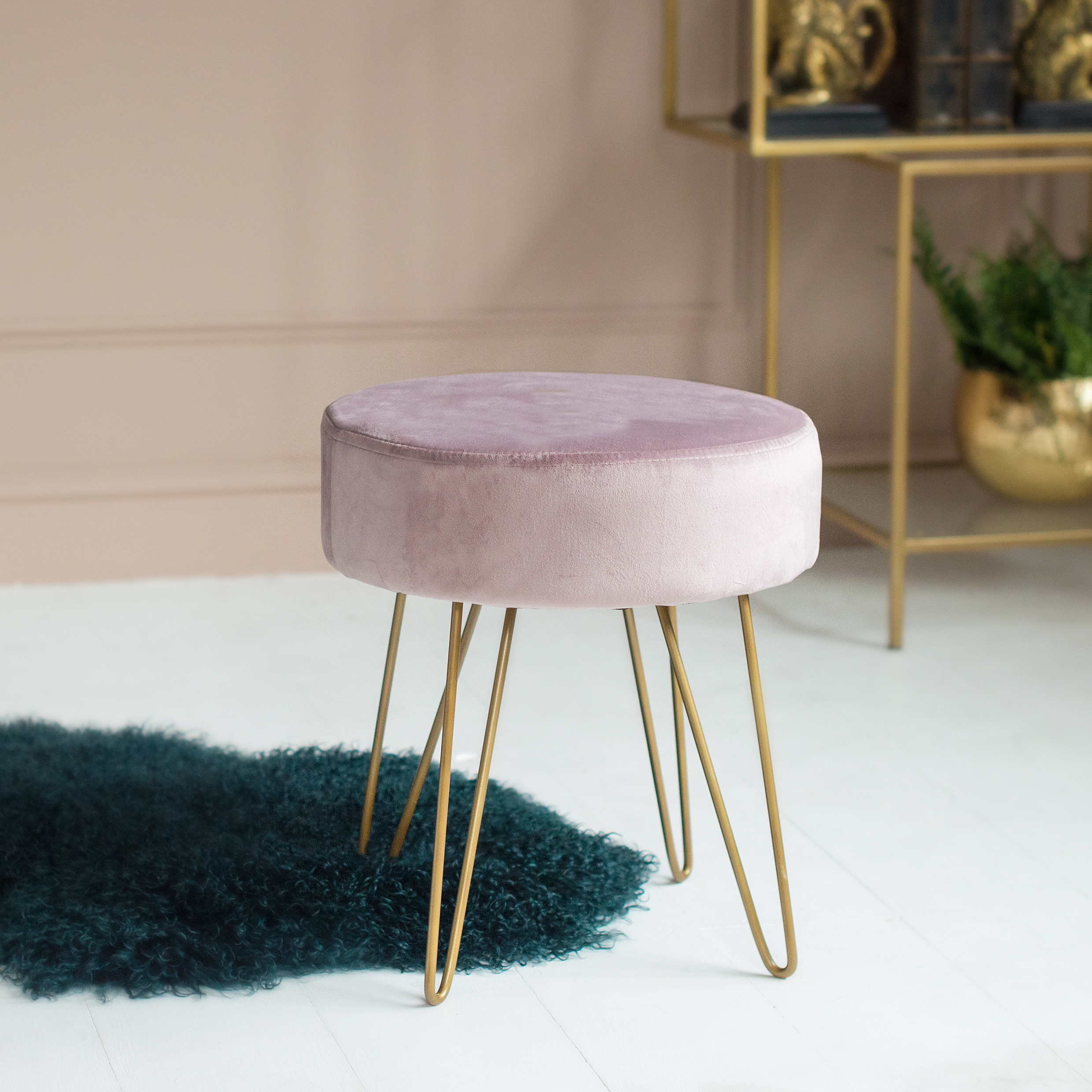 Lilac Velvet Footstool - AUDENZA