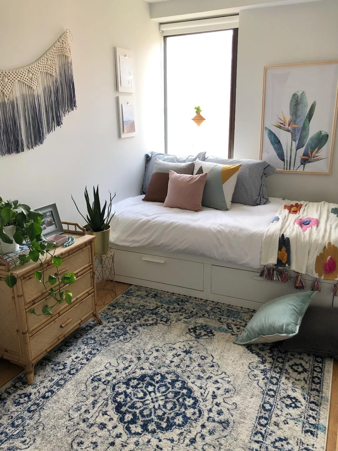 Our small guest room has a twin bed that pulls out to a king size bed and perfect for when guests come to town!