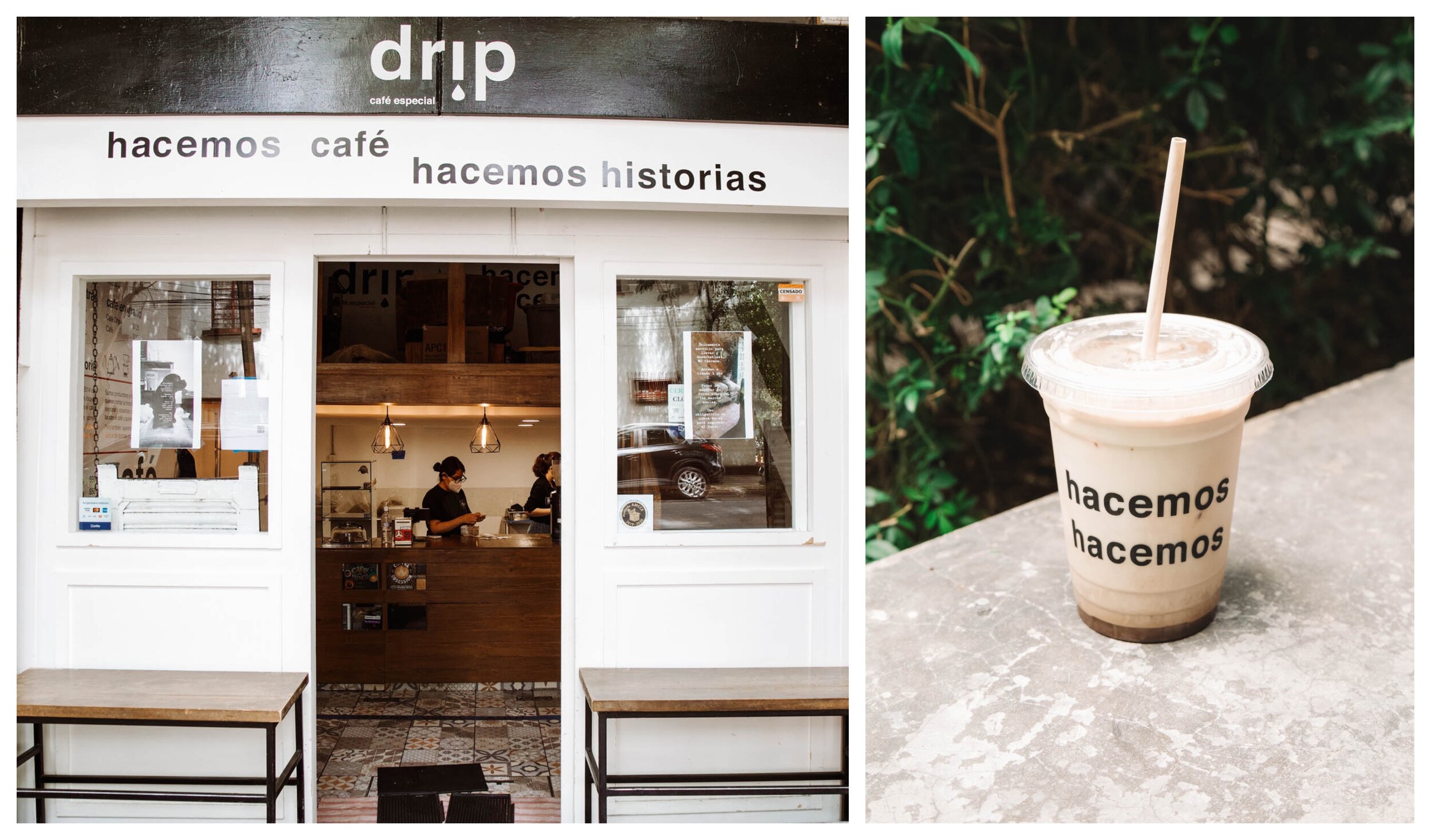 Dirty chai latte from Drip specialty coffee in La Roma, Mexico City