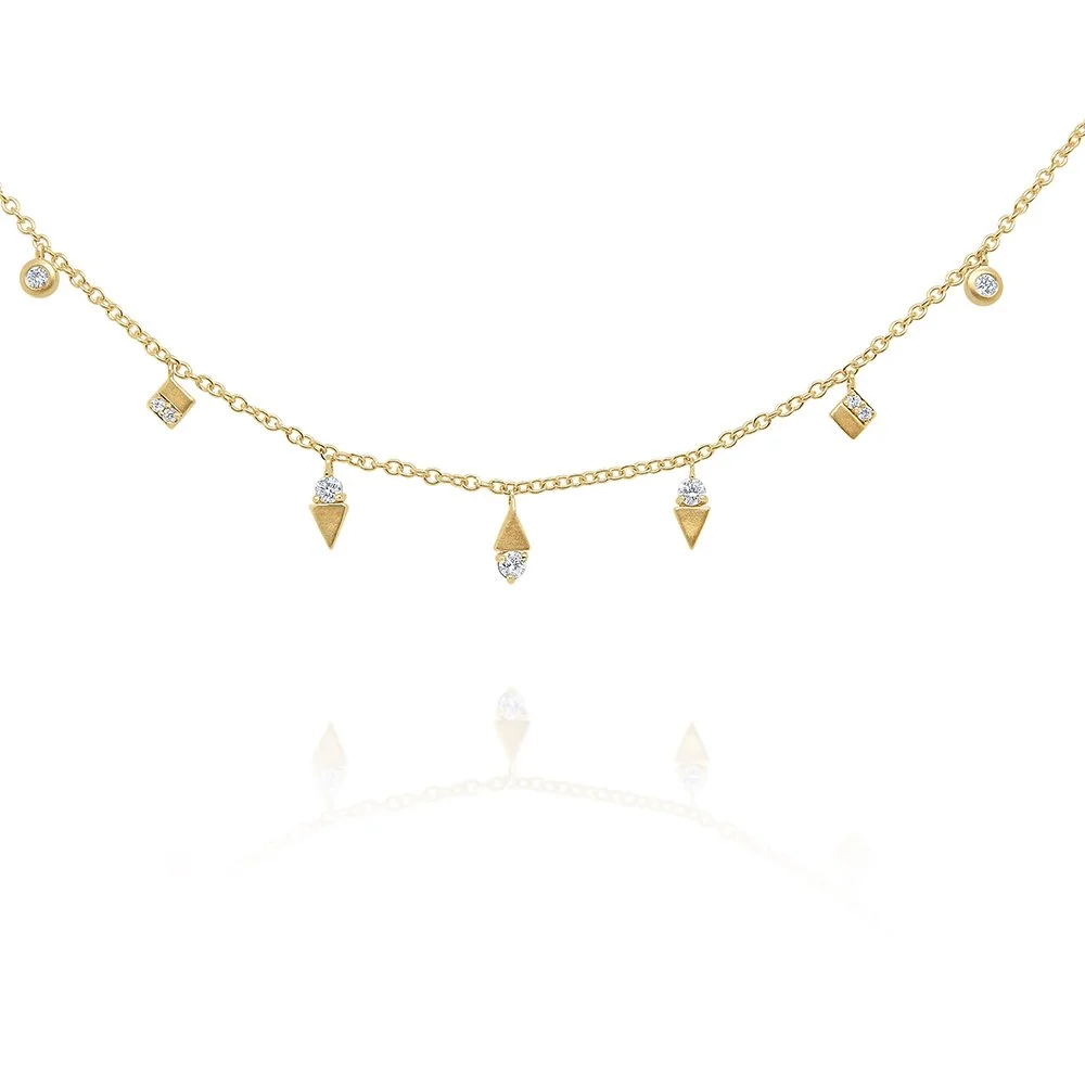 Gold and Diamond Modern Charms Necklace