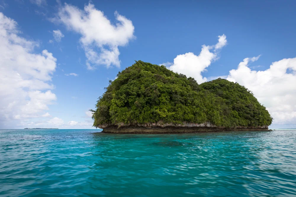 A partly cloudy day for Palau's iconic Rock Islands.