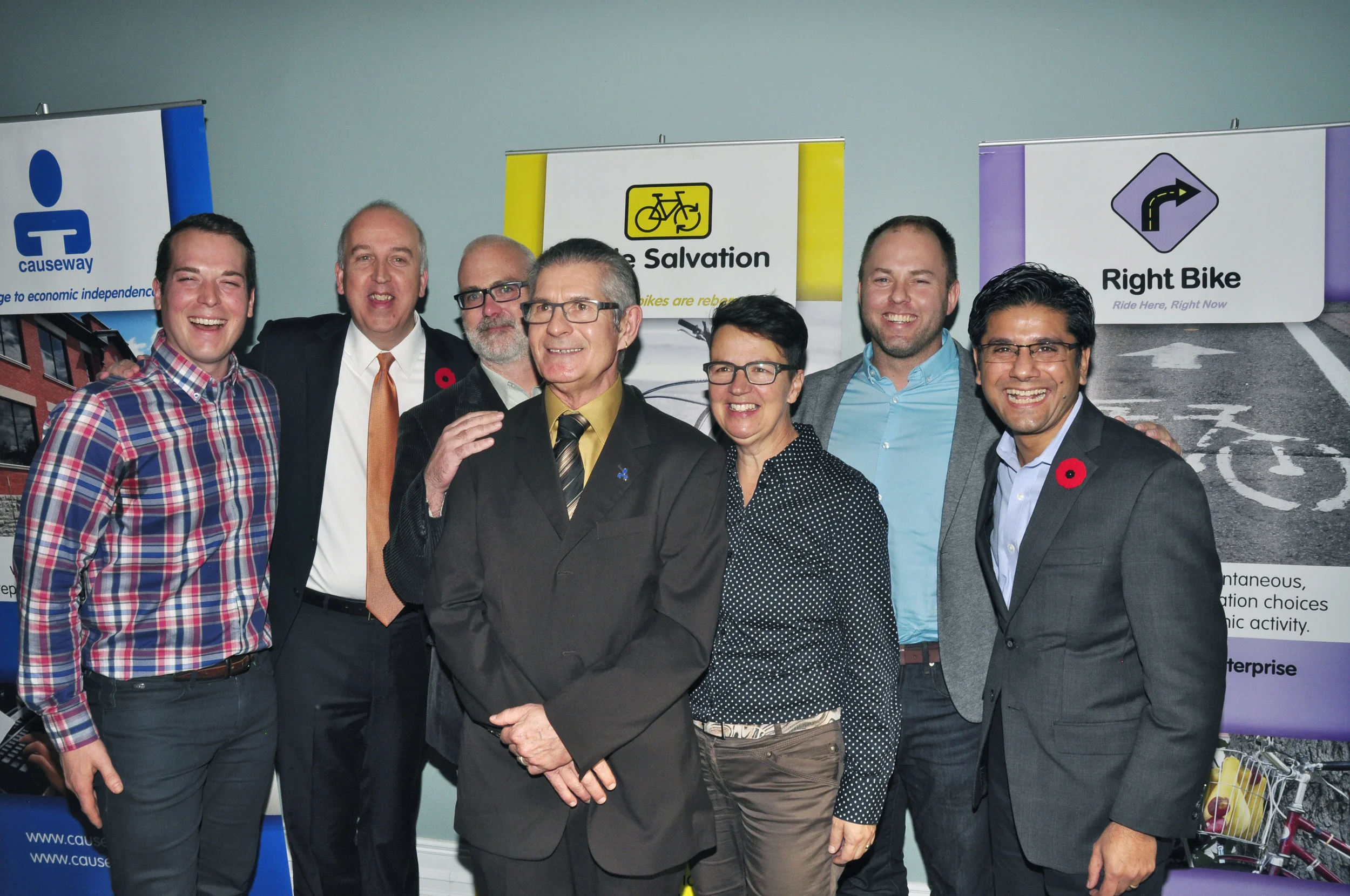 (Left to Right) Mathieu Fleury, Rob Paterson, Jeff Leiper, Don Palmer, Catherine McKenney, Doug Pawson, Yasir Naqvi - November 2016