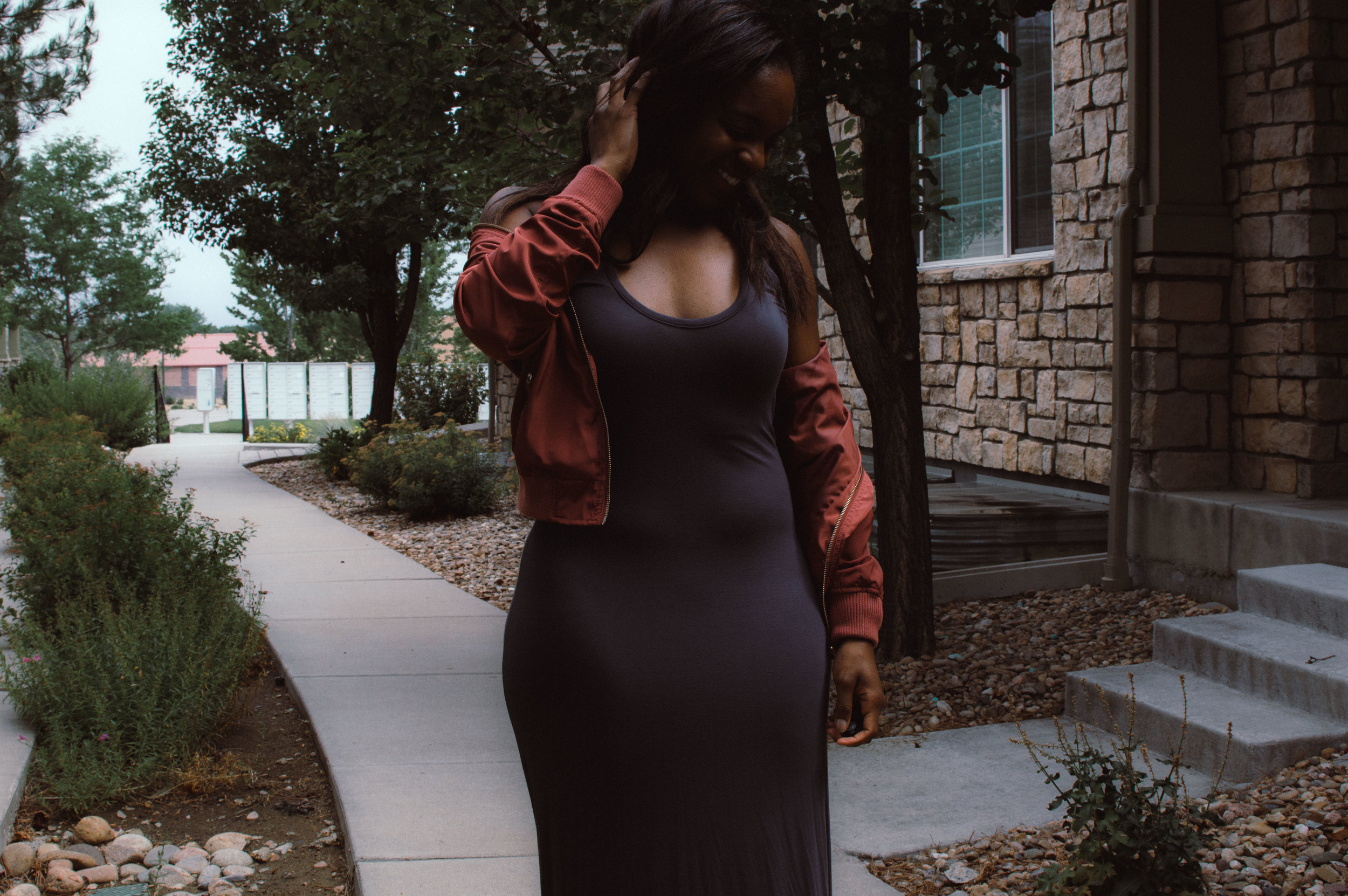 Dress: Victoria's Secret; Bomber: Forever 21; Oxfords: Aldo