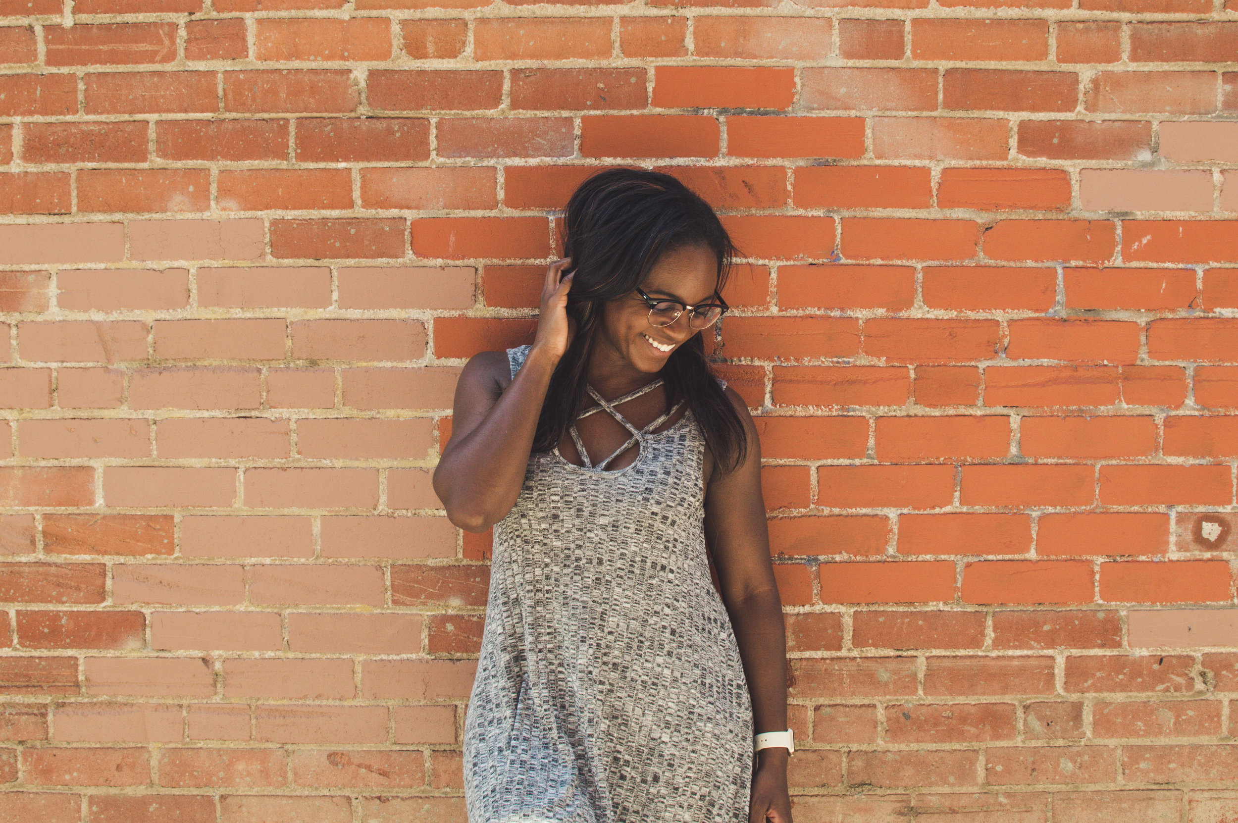 Dress: Francesca's Boutique, Oxfords: Aldo, Glasses: Zenni Optical, Watch: Apple