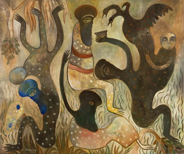 Manuel Mendive, detail of Compartir (Share ), 2009. Acrylic on canvas; 33 x 39 in.