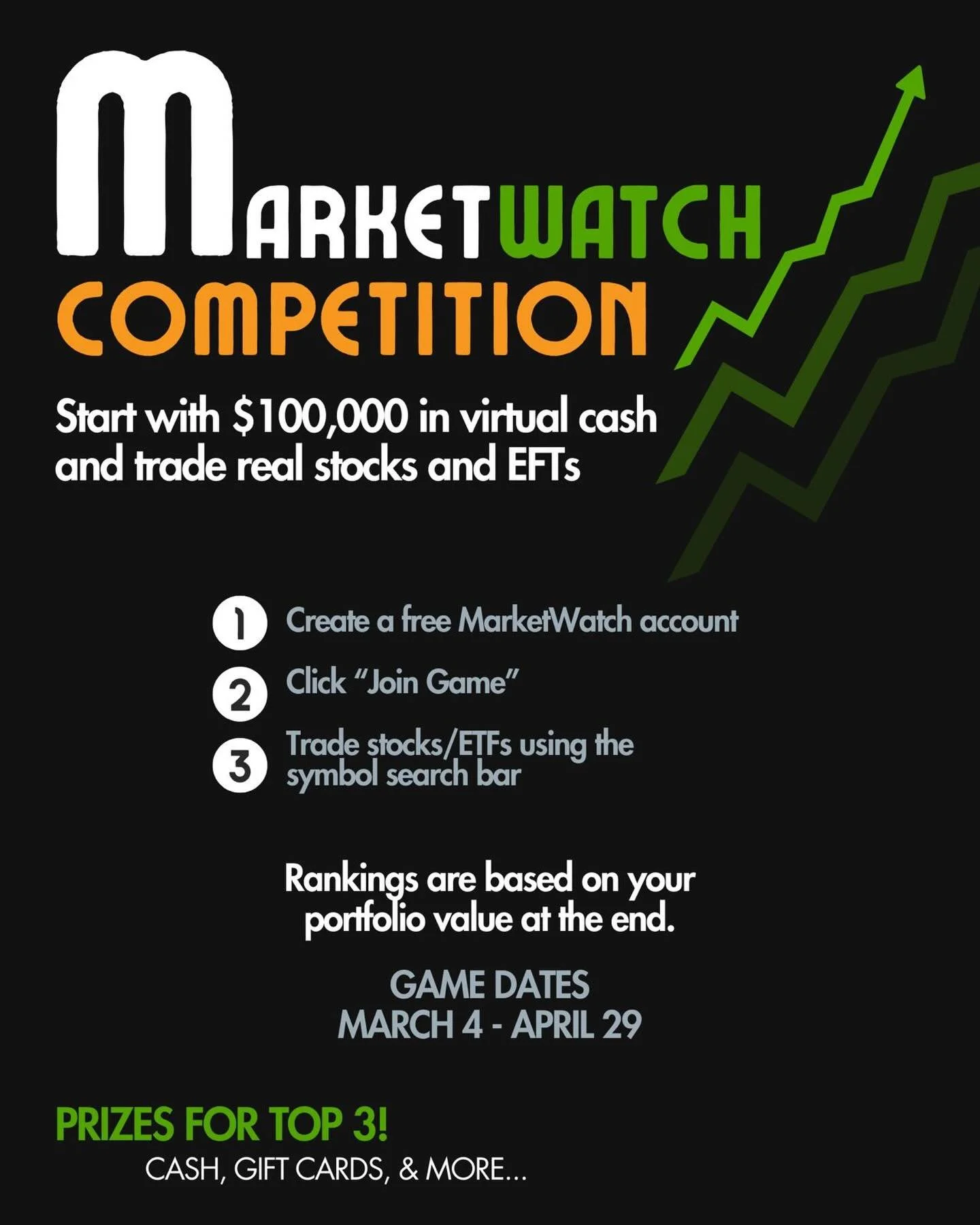 LEBA Virtual Stock Game 🎯

Start with $100,000 in virtual cash and trade at real market prices.

Top performers win prizes: 1st place will get $50 and 2 tickets for next event, 2nd place will get $25 and a ticket for the next event, 3rd place will g