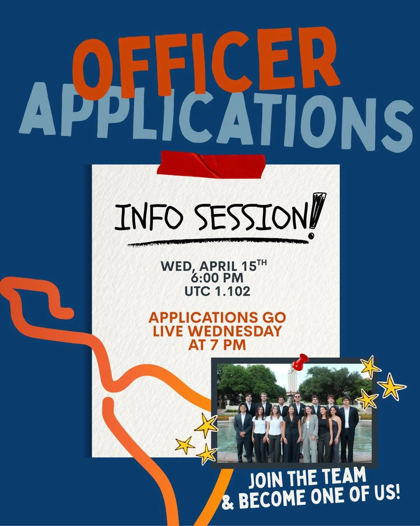 This is your sign to apply 🚀✨
Meet the team, ask questions, and get ahead before officer applications start!!

Wednesday, April 15th 
6 PM
📍UTC 1.102