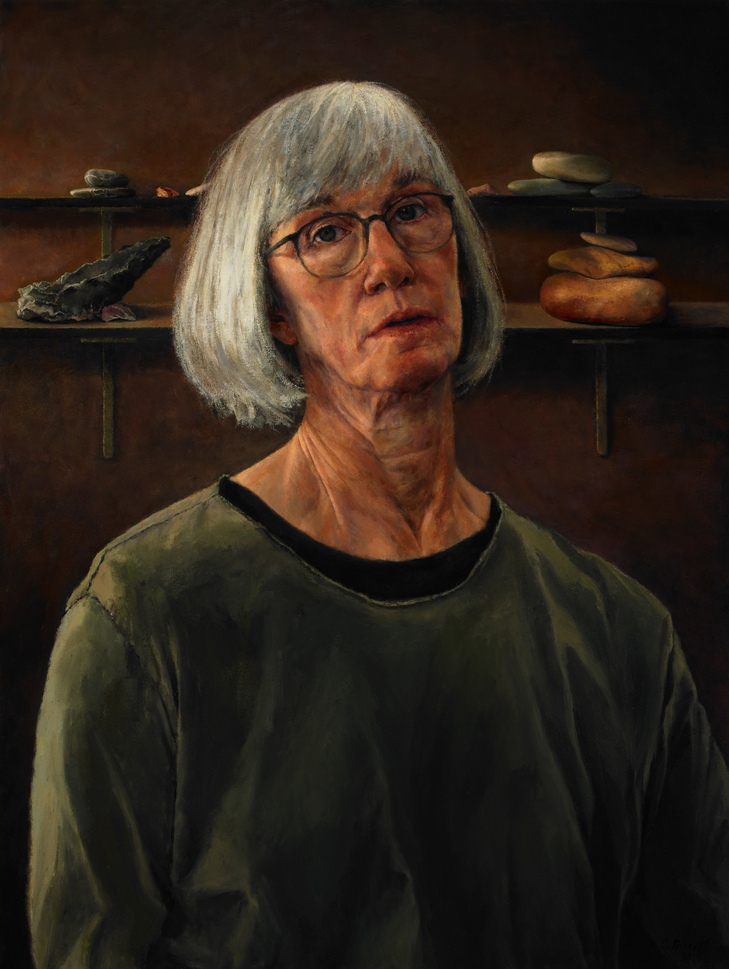   Self Portrait with Memorials , Oil on Canvas, 2011, 40" x 30" 