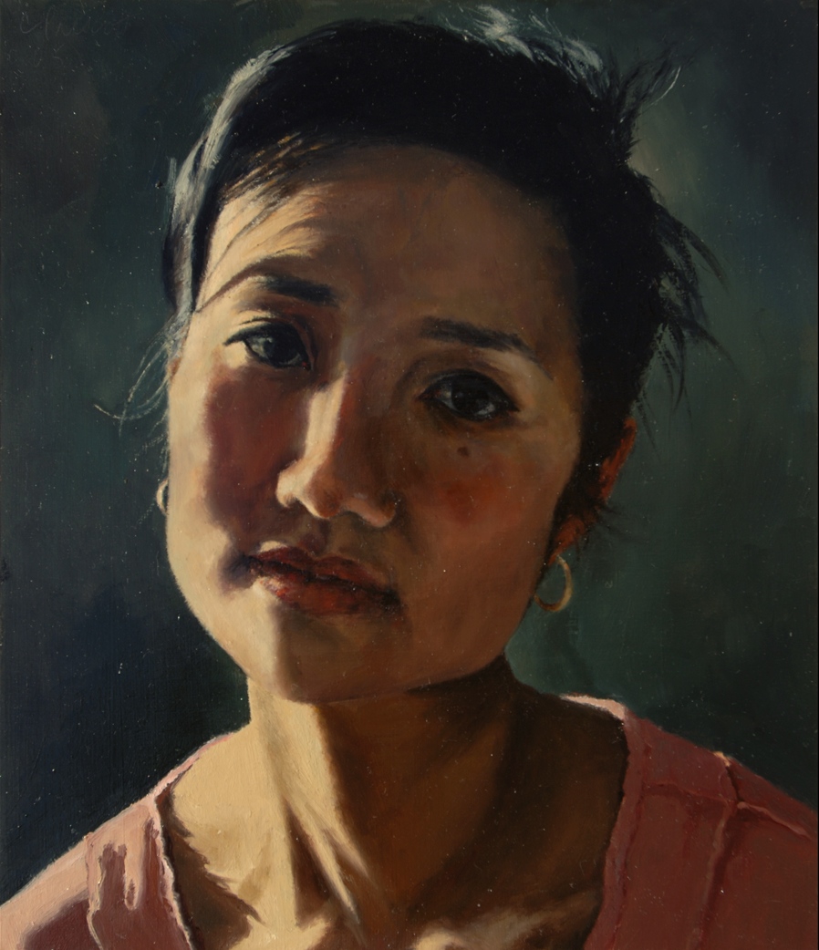   Patty Remembering , Oil on Wood Panel, 2005, 14" x 12" 