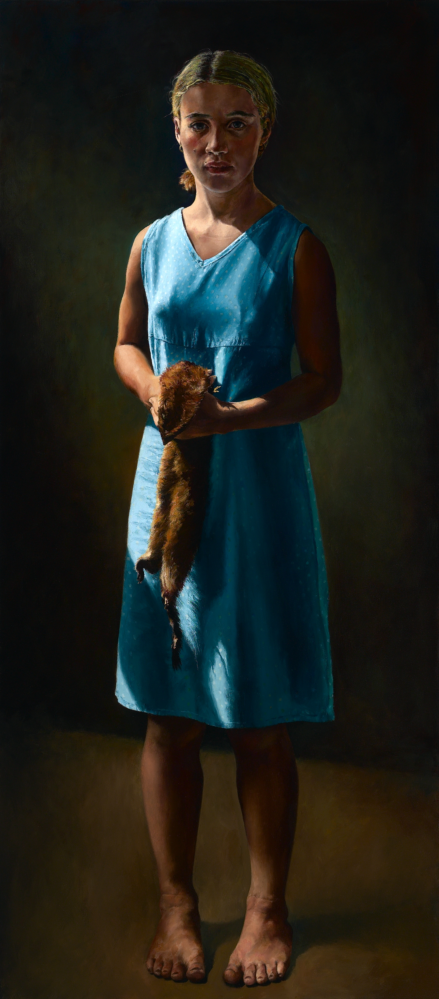  Girl With a Mink Pelt , Oil on Canvas, 2004, 64" x 28"  Outwin-Boochever Portrait Competition, Smithsonian Institution, Washington D.C,&nbsp;2006-8 