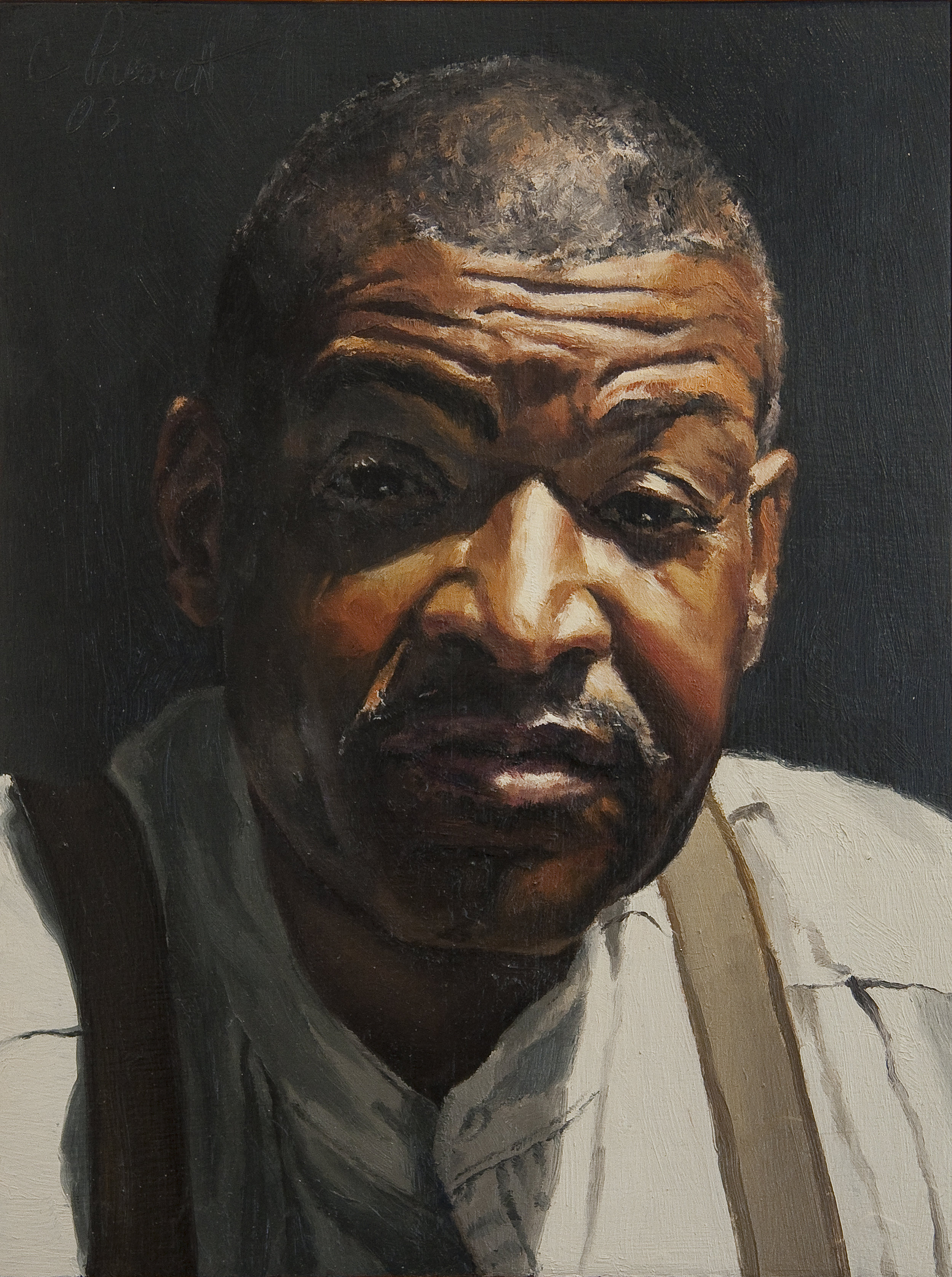   Under the Scrutiny of Barry Davis , Oil on Wood Panel, 2003, 12" x 9", Private Collection 