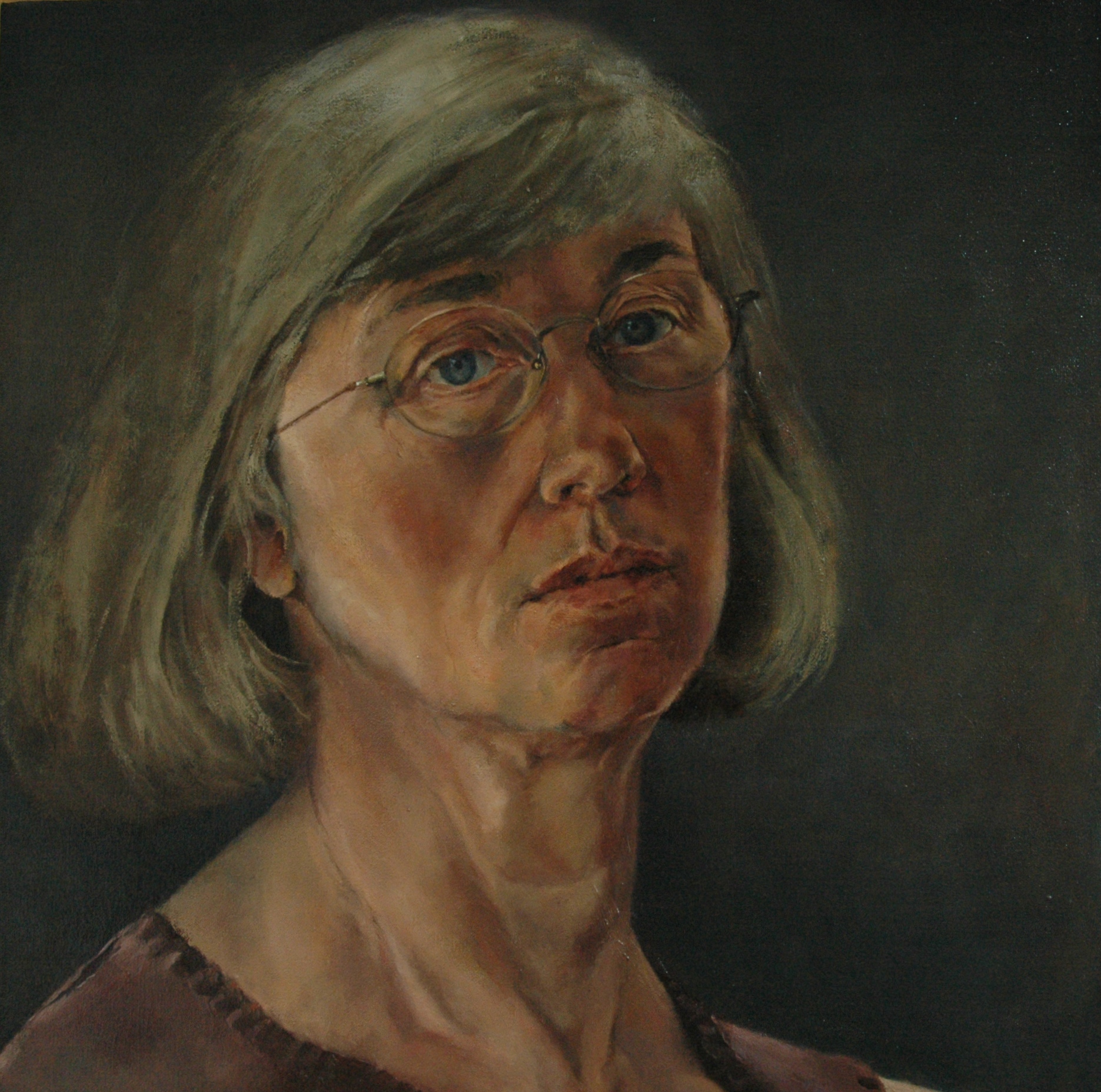   Self Portrait with Eyefolds , Oil on Canvas, 2001, 18.25" x 18" 