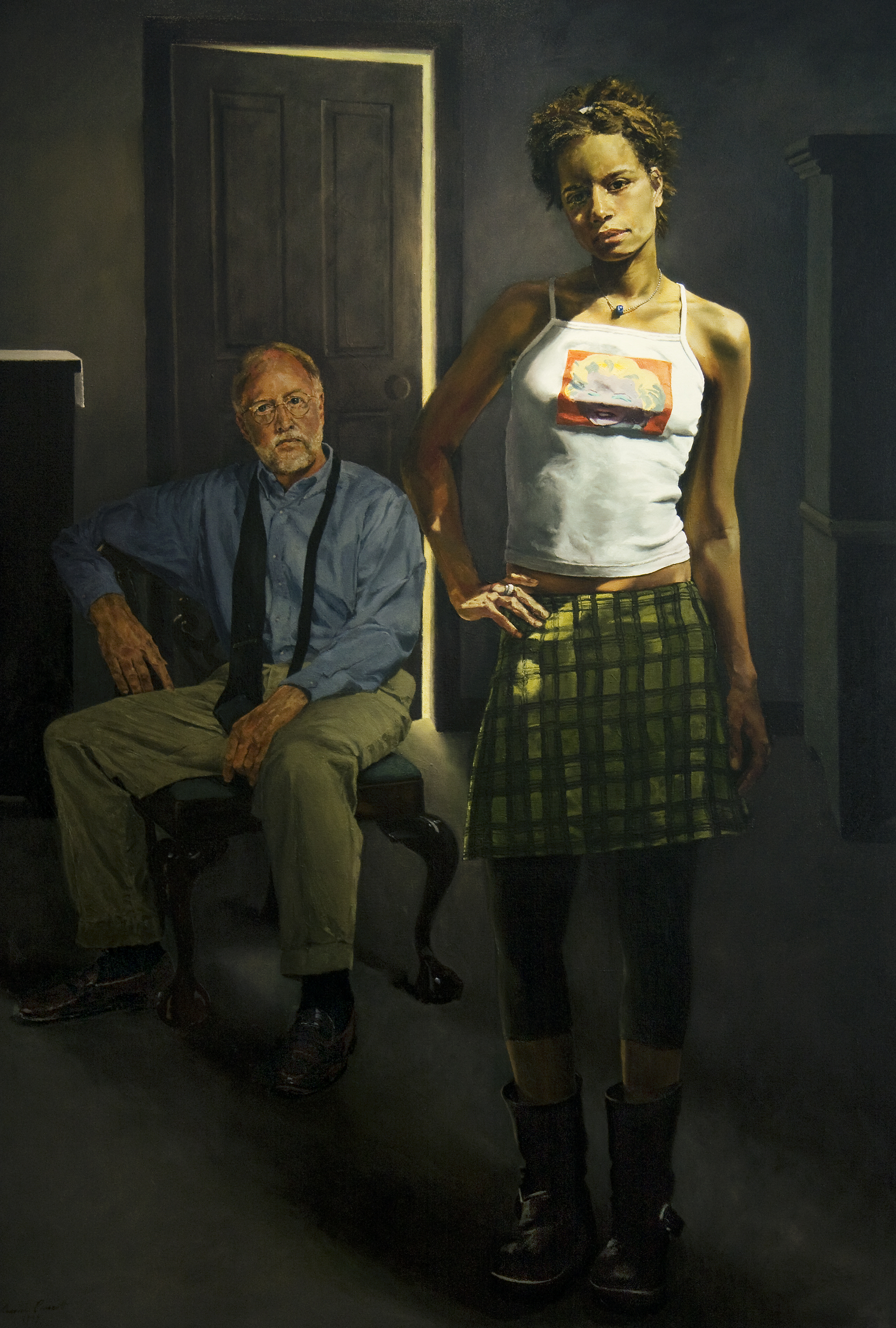   Anna With Her Father, Jake , Oil on Canvas, 1999, 72"x52" 