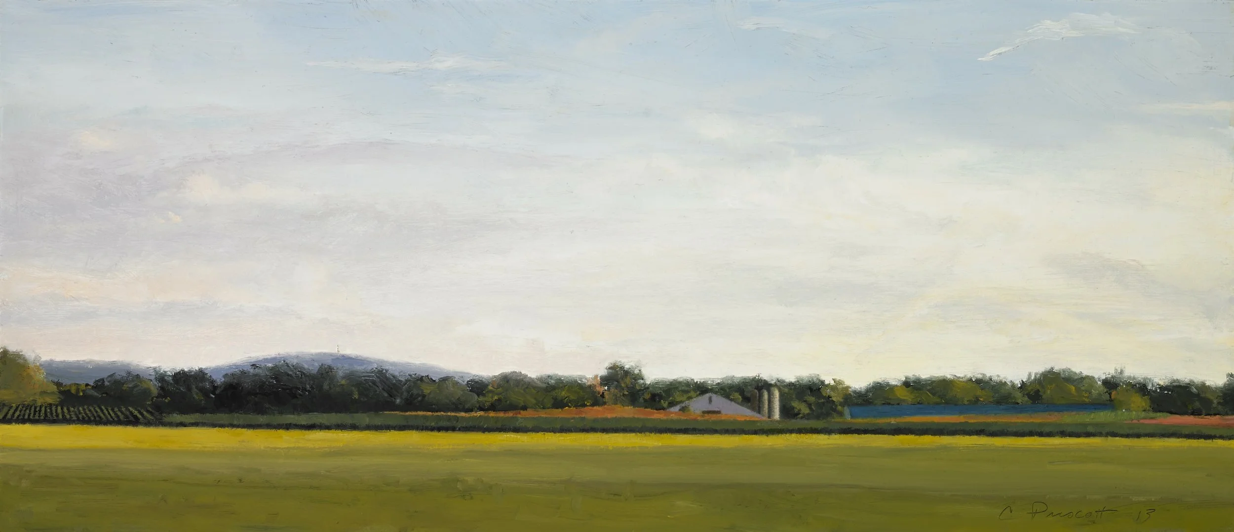 Pennsylvania Twilight , Oil on Wood Panel, 2013, 9" x 21"