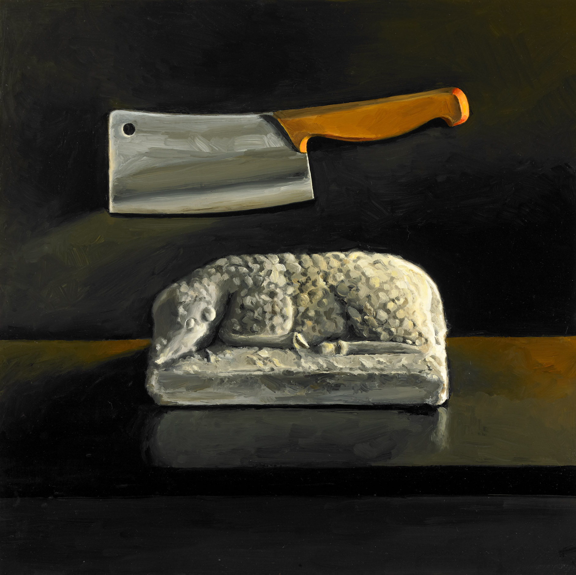   The Lamb and the Cleaver , Oil on Wood Panel, 1995, 21.5" x 21.5" 