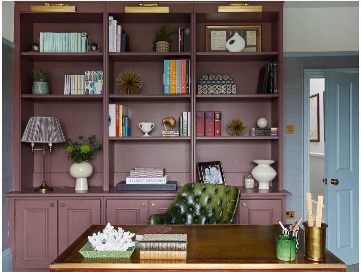 Rich and warm, Plum Brandy, is always a firm favourite. Fabulous here by @laurastephensid . Adding depth to a shelving unit is a great way to add bold colour. 
.
Looking for inspiration for your next project? Why not pop in to pick up a Colour Chart.