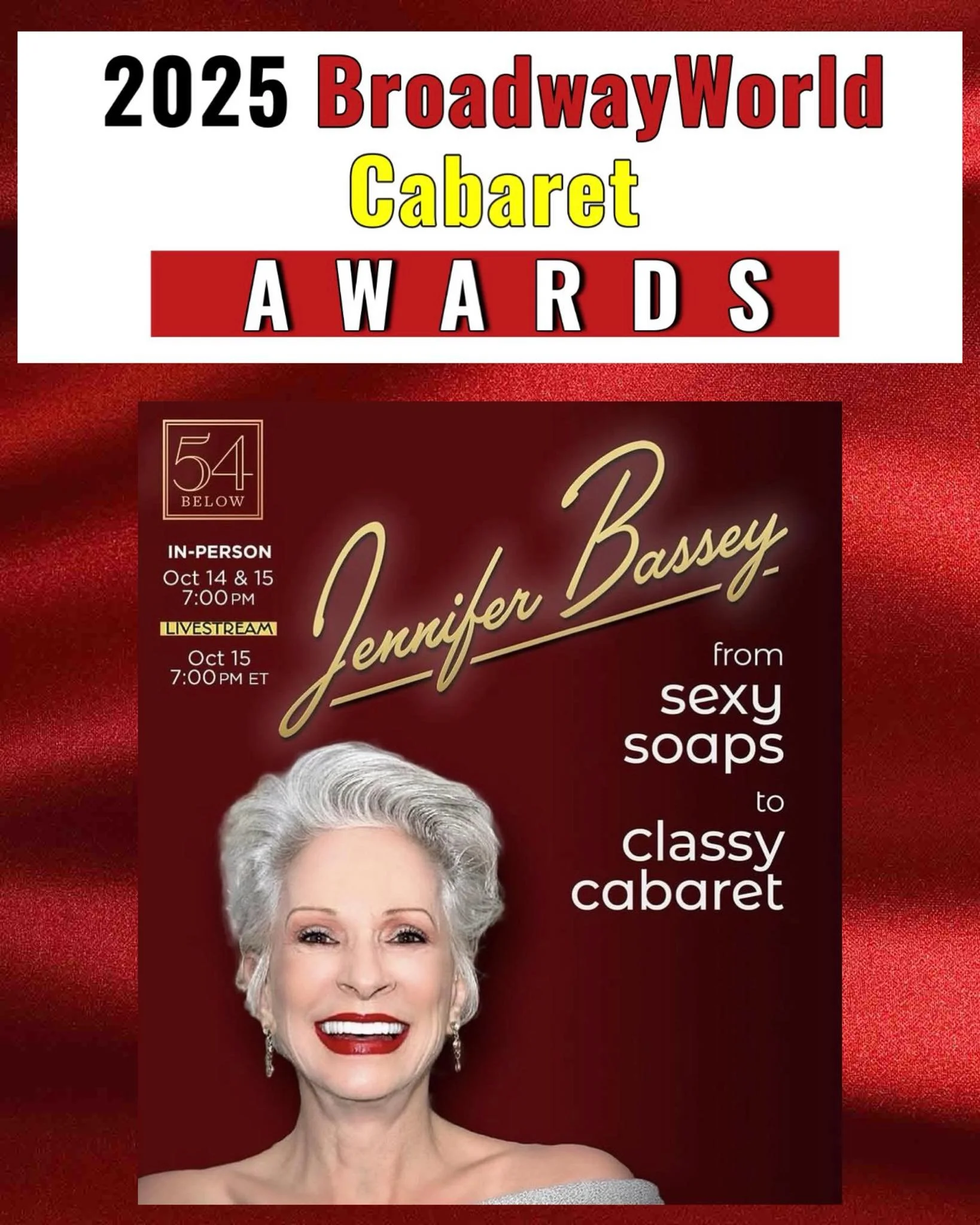 Darlings, I am absolutely delighted to share that I have been nominated for a 2025 Broadway World Cabaret Award! I am honored to have shared this show with you this year and would be so grateful if you took a moment to cast your vote at the link 🔗 b