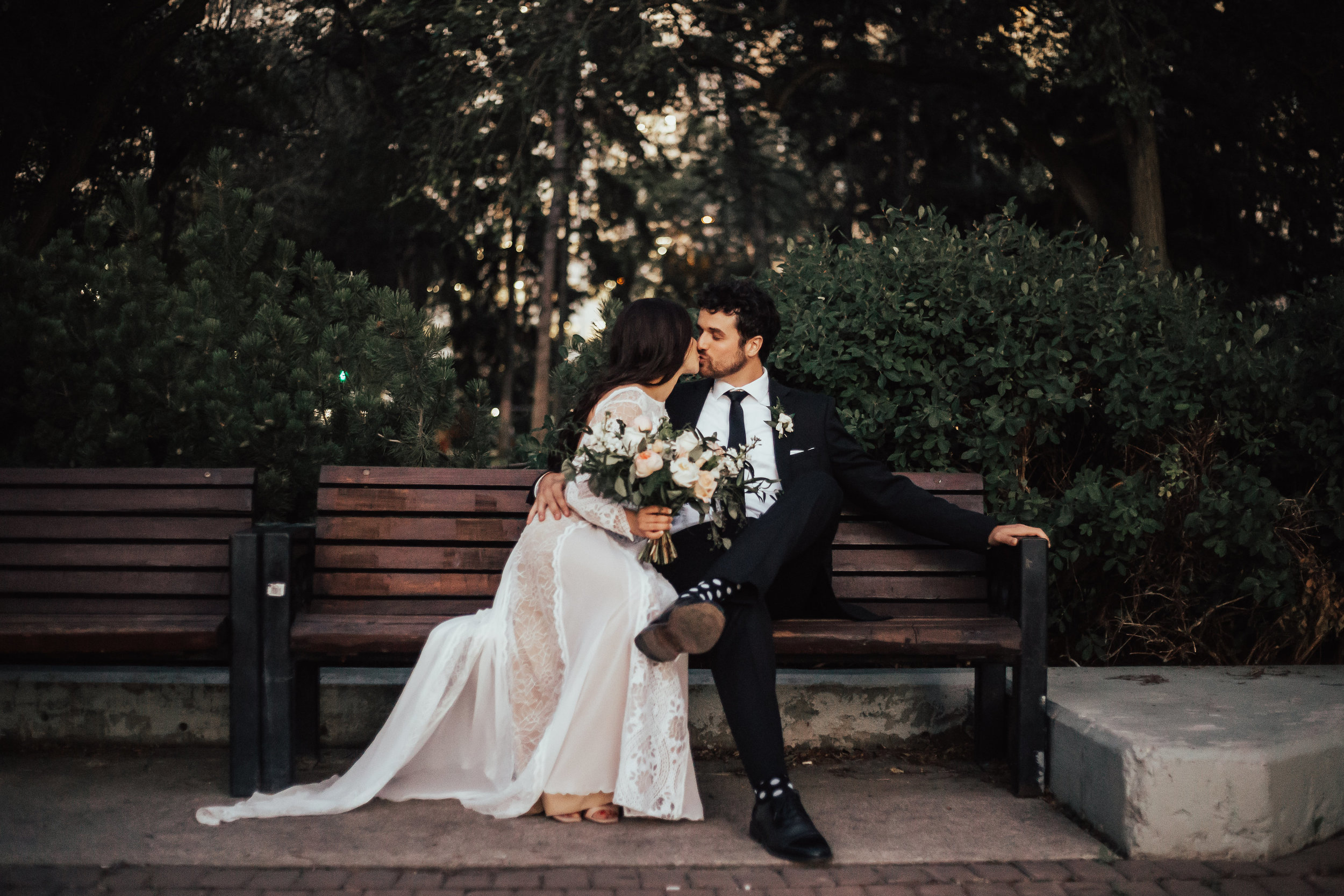 Victoria park bench wedding