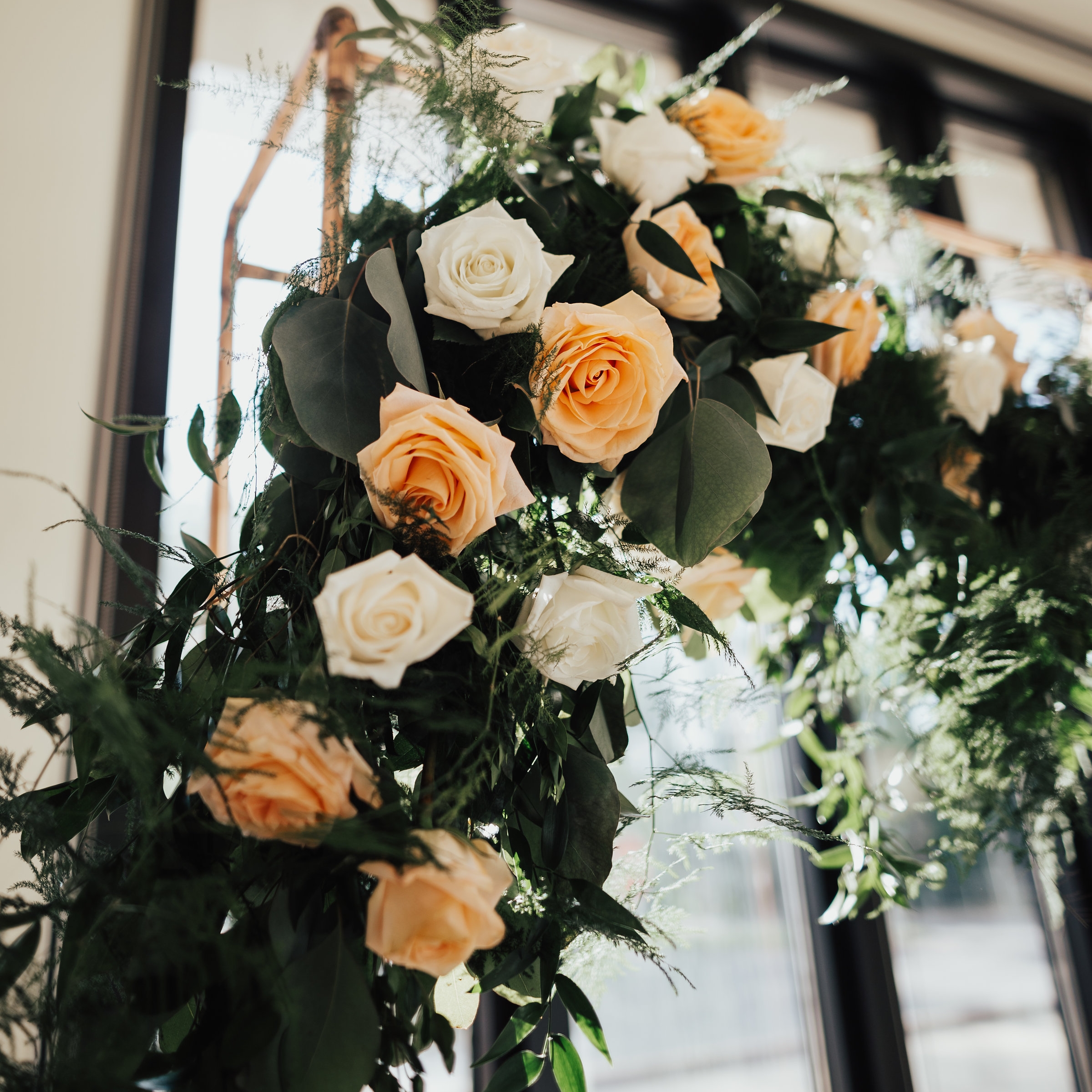 Flowers on copper  arch