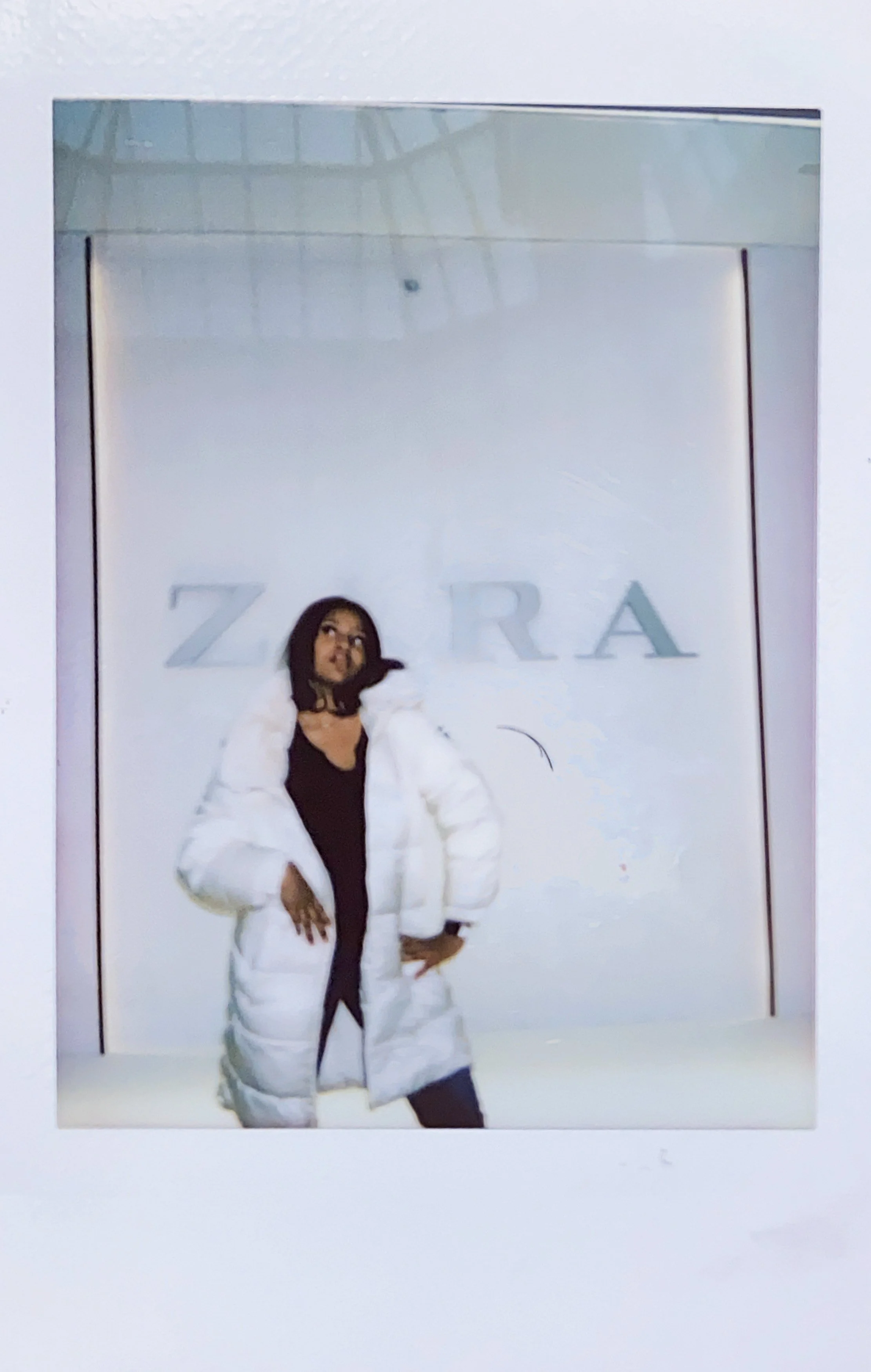 My friend Zara in front of Zara on her birthday—perfect photo op!