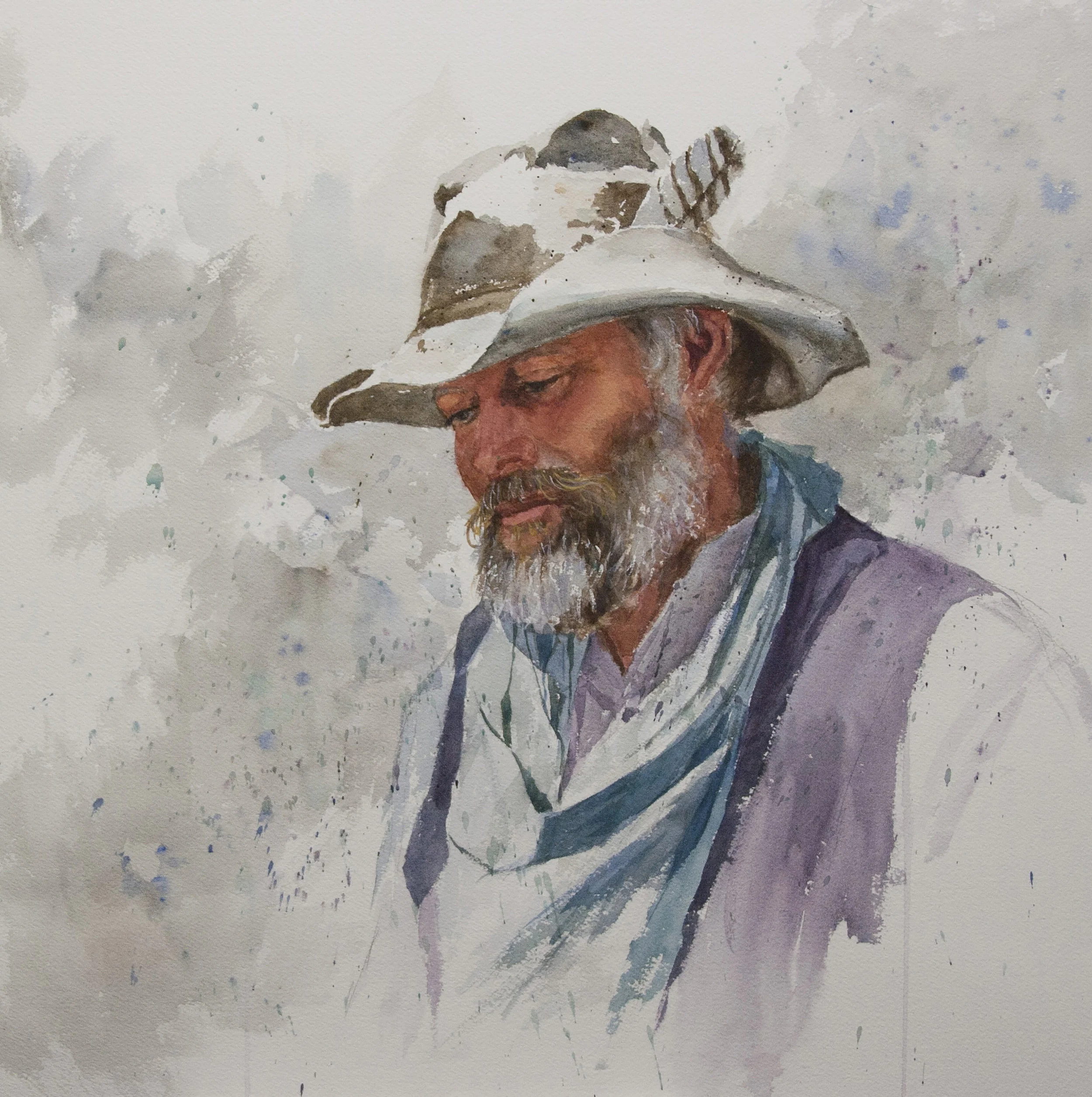 "Jake" Watercolor on paper, by George Paliotto