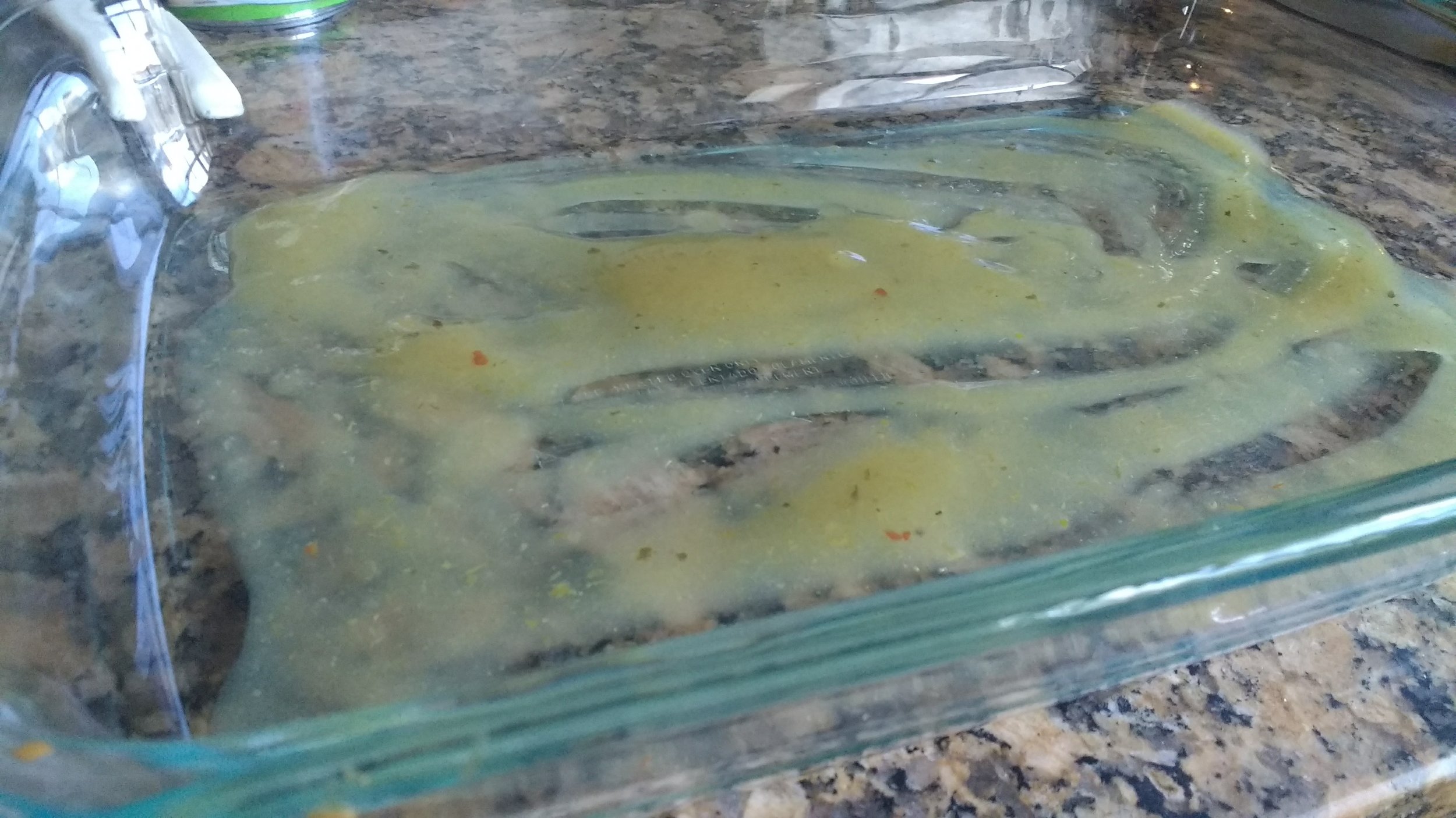 spread a little sauce in the pan
