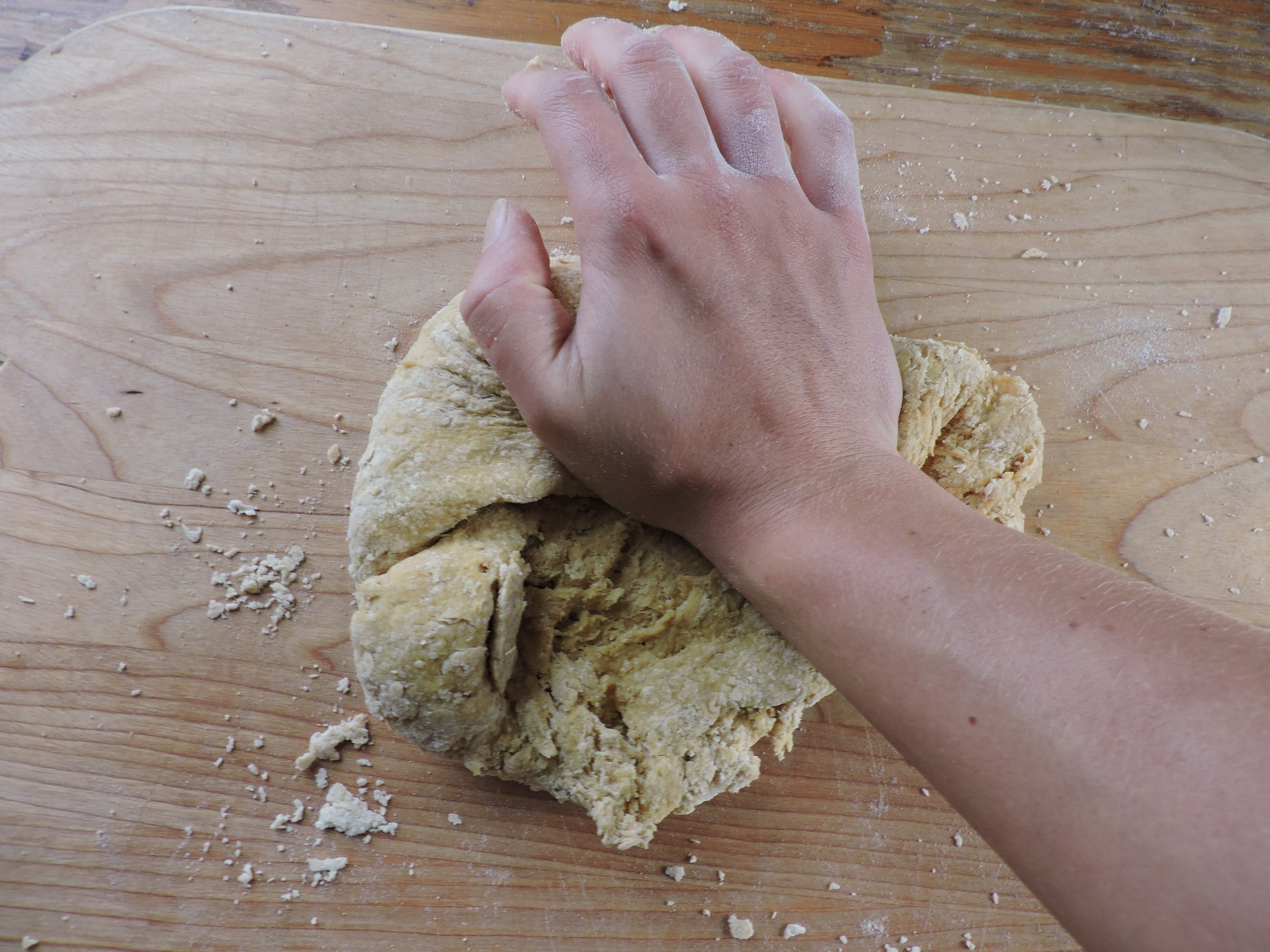  Knead until flour is fully hydrated and dough is smooth. 