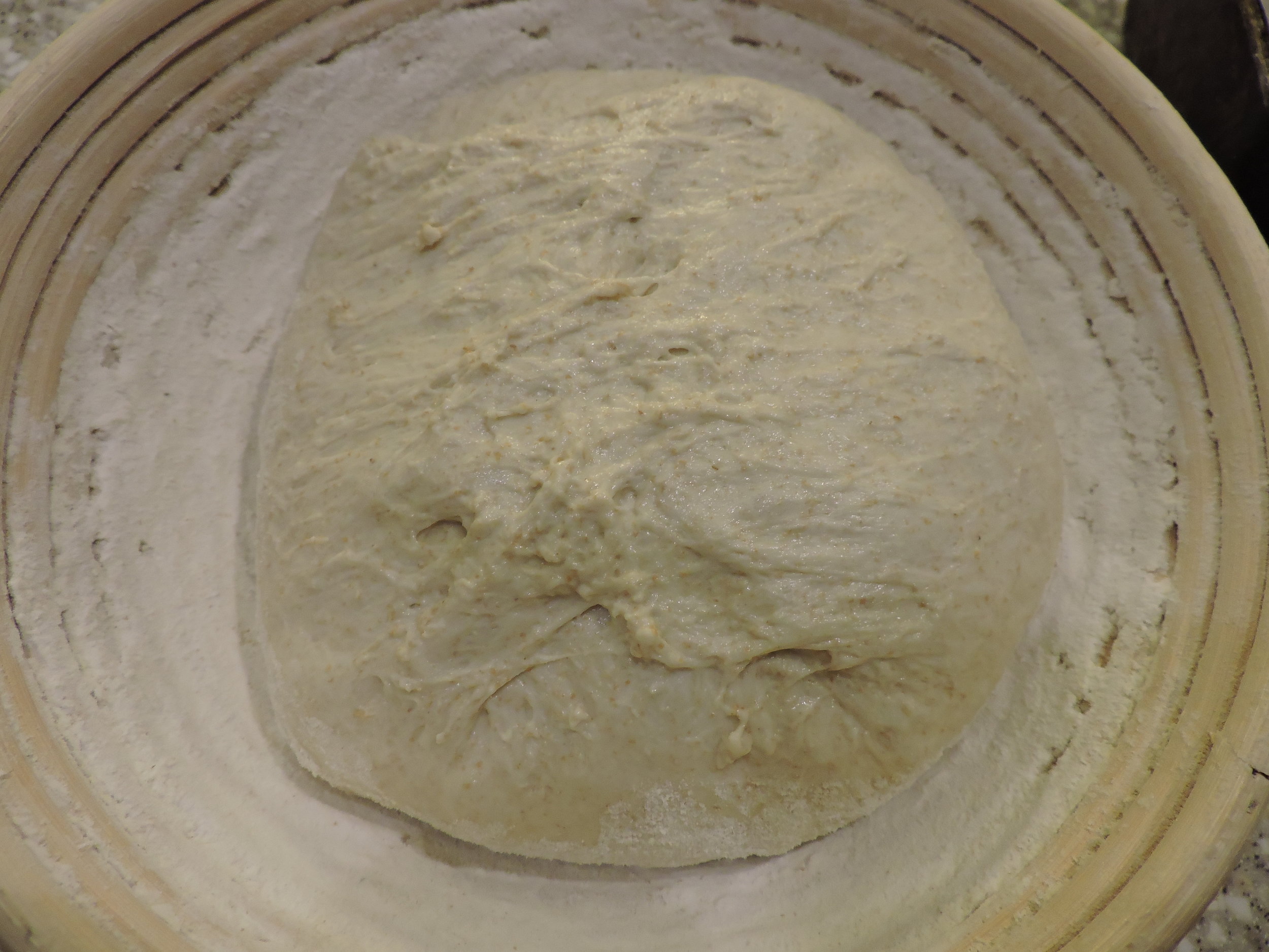  Shaped into a boule and placed seam side up into the banneton.  