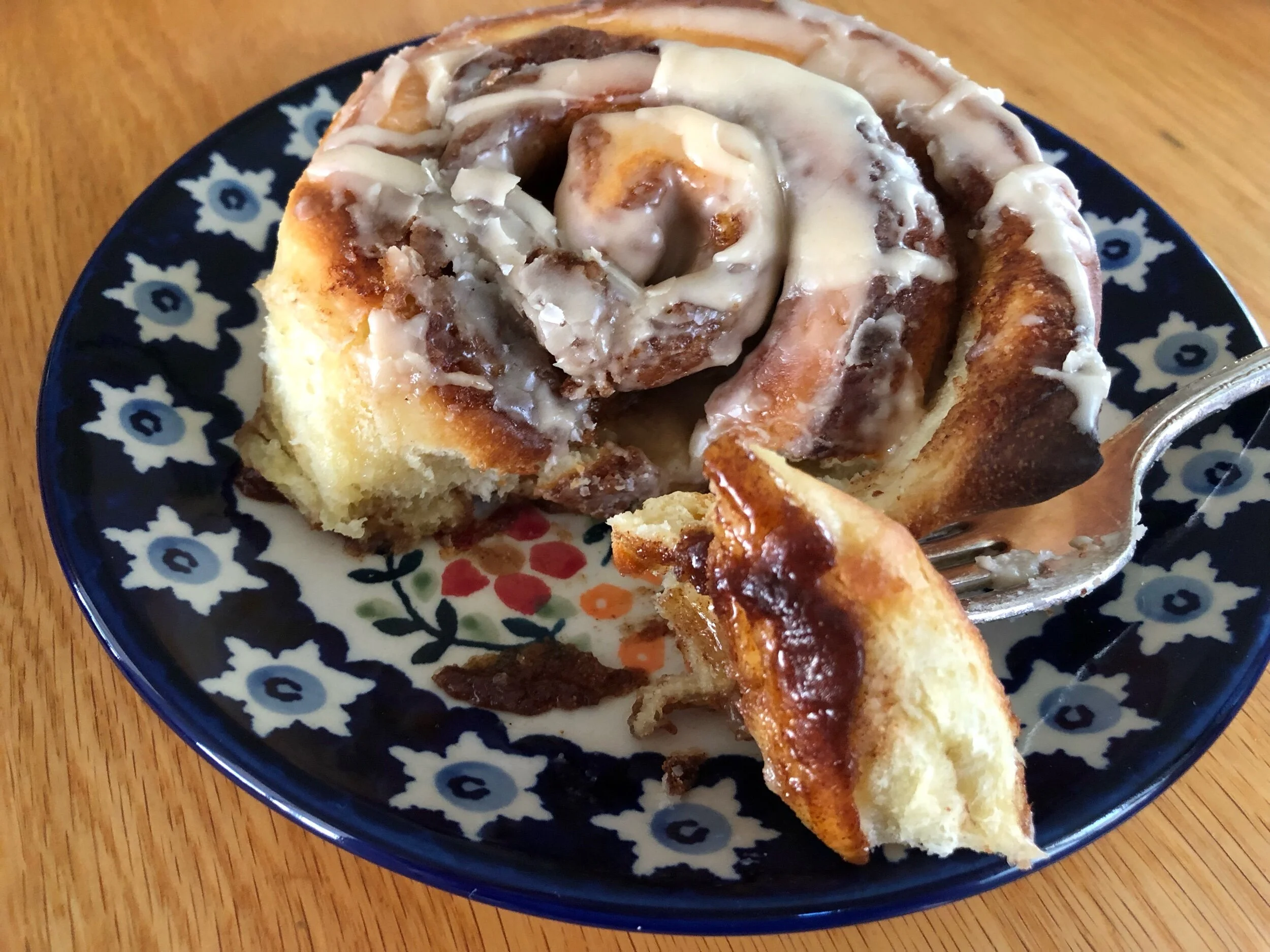 overnight yukon gold cinnamon rolls with brown butter icing — Beneath