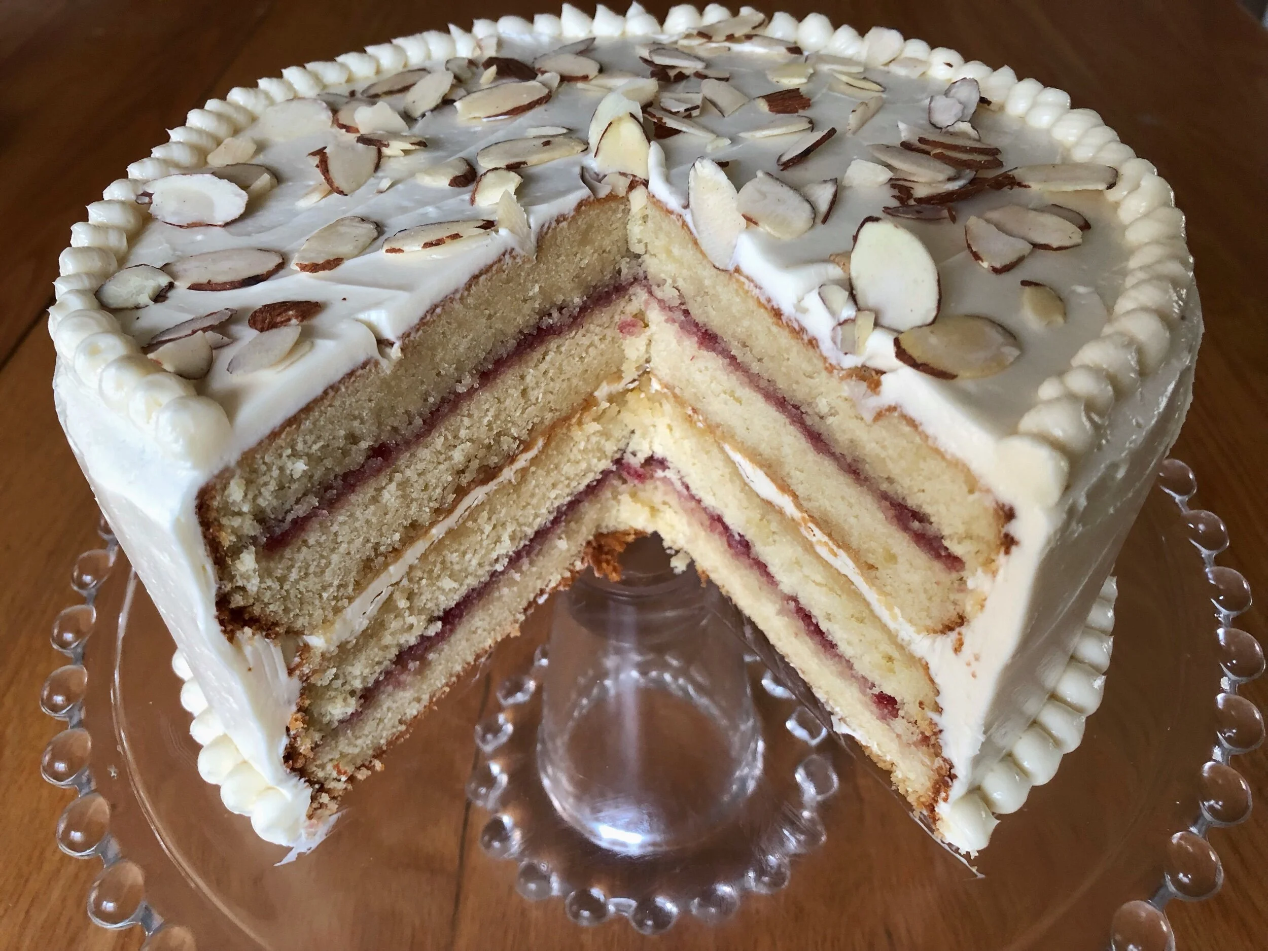 almond raspberry "wedding" cake — Beneath the Crust
