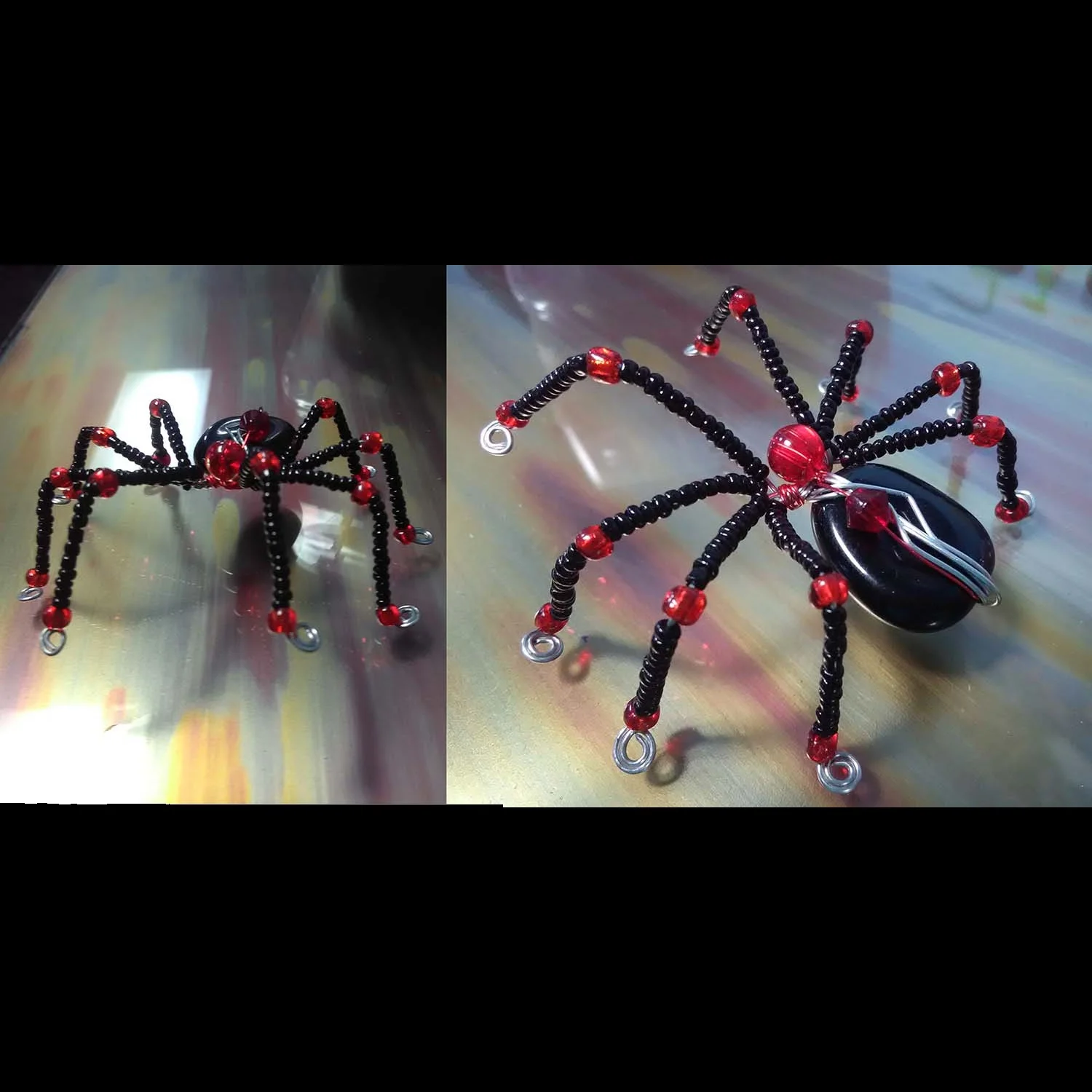 Hand crafted Blk & Red beaded Spider