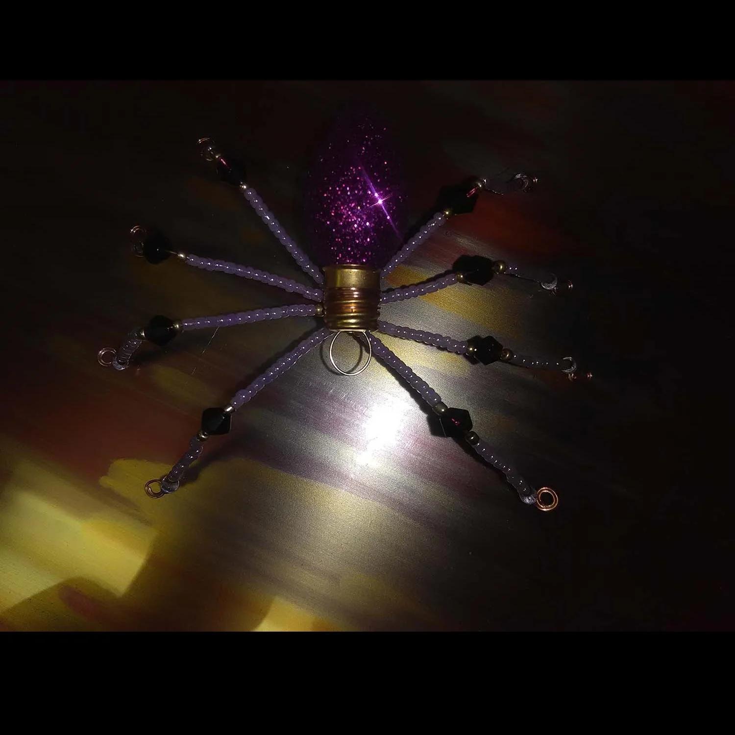 Hand crafted Purple Xmas bulb beaded Spider