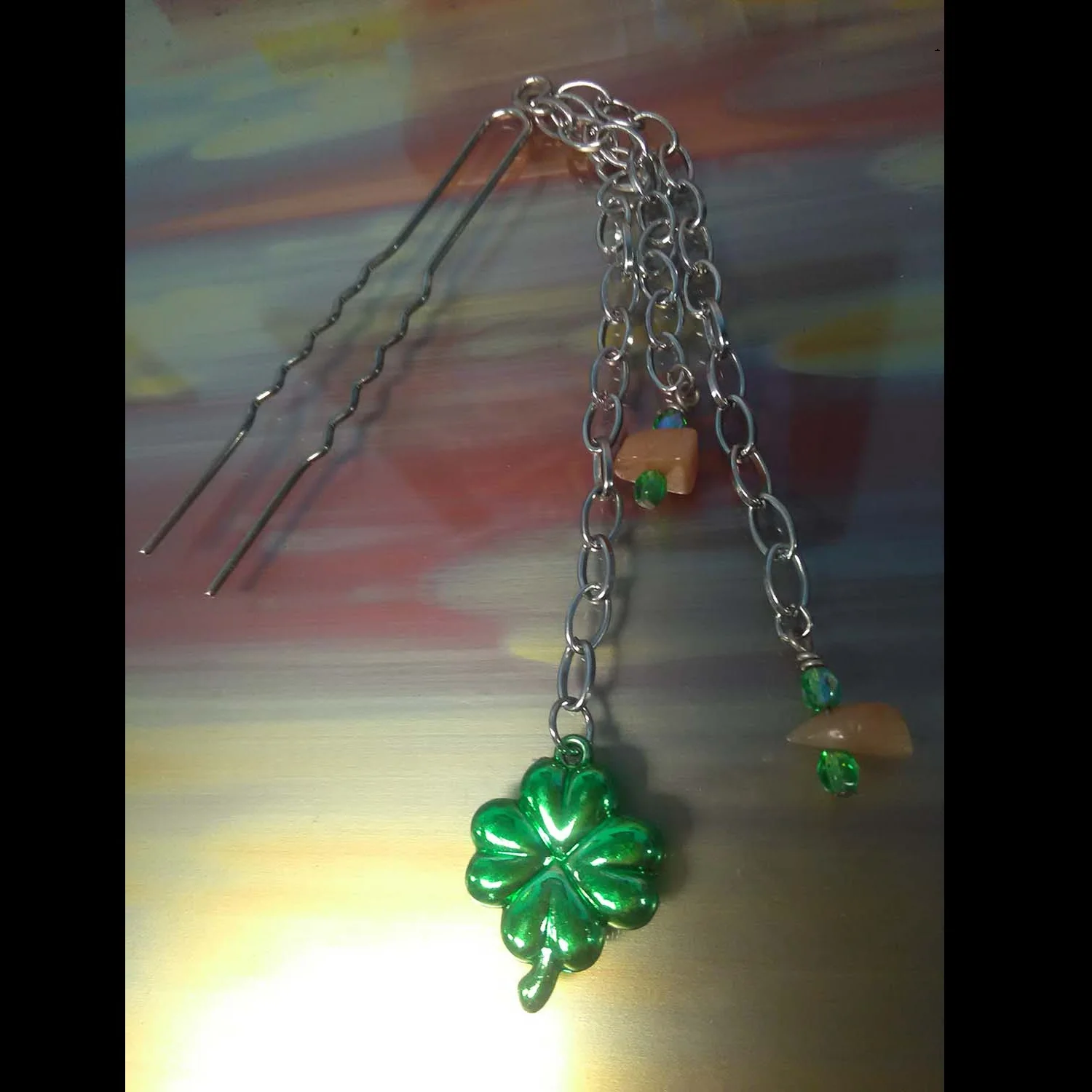 Hand crafted Shamrock Hair Pin
