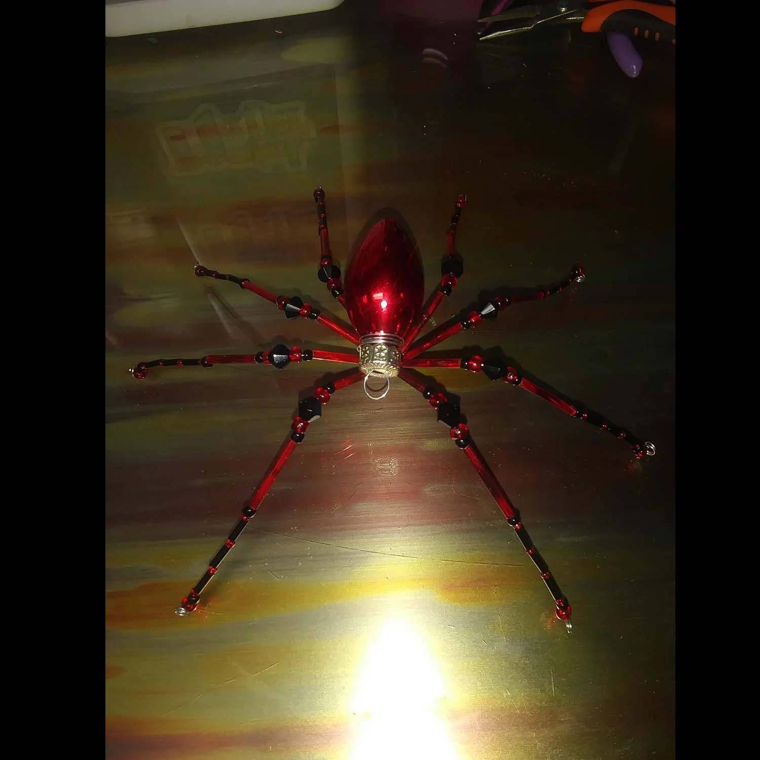 Hand Crafted Red/Black Xmas Spider