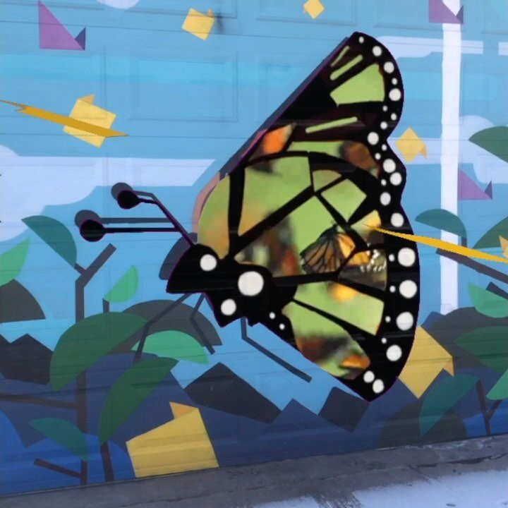 Flutterfly Migration, 3pf 6
animation &amp; sound by karen darricades. Original Mural by by Andre Kan

ButterflyLaneway by Nick Sweetman w/ StreetARToronto &amp; David Suzuki Foundation
This work can be viewed at Art Eggleton Park, Toronto
.
.
.
#aug