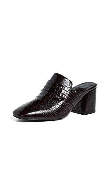 Fire Black Embossed Croc Angled Mid Heel Mule