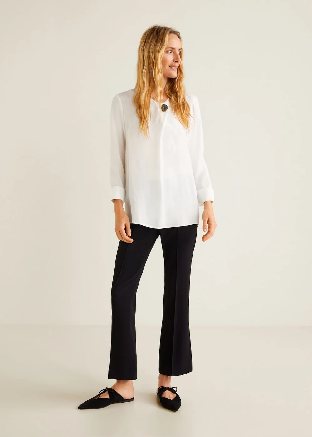 Button Soft Fabric Blouse