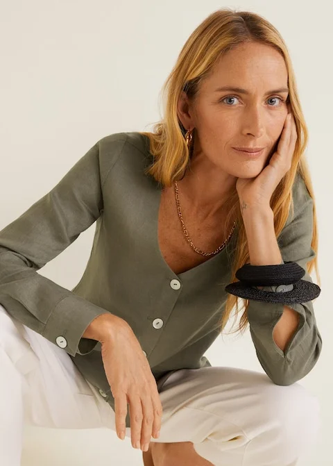 Button Linen-Blouse