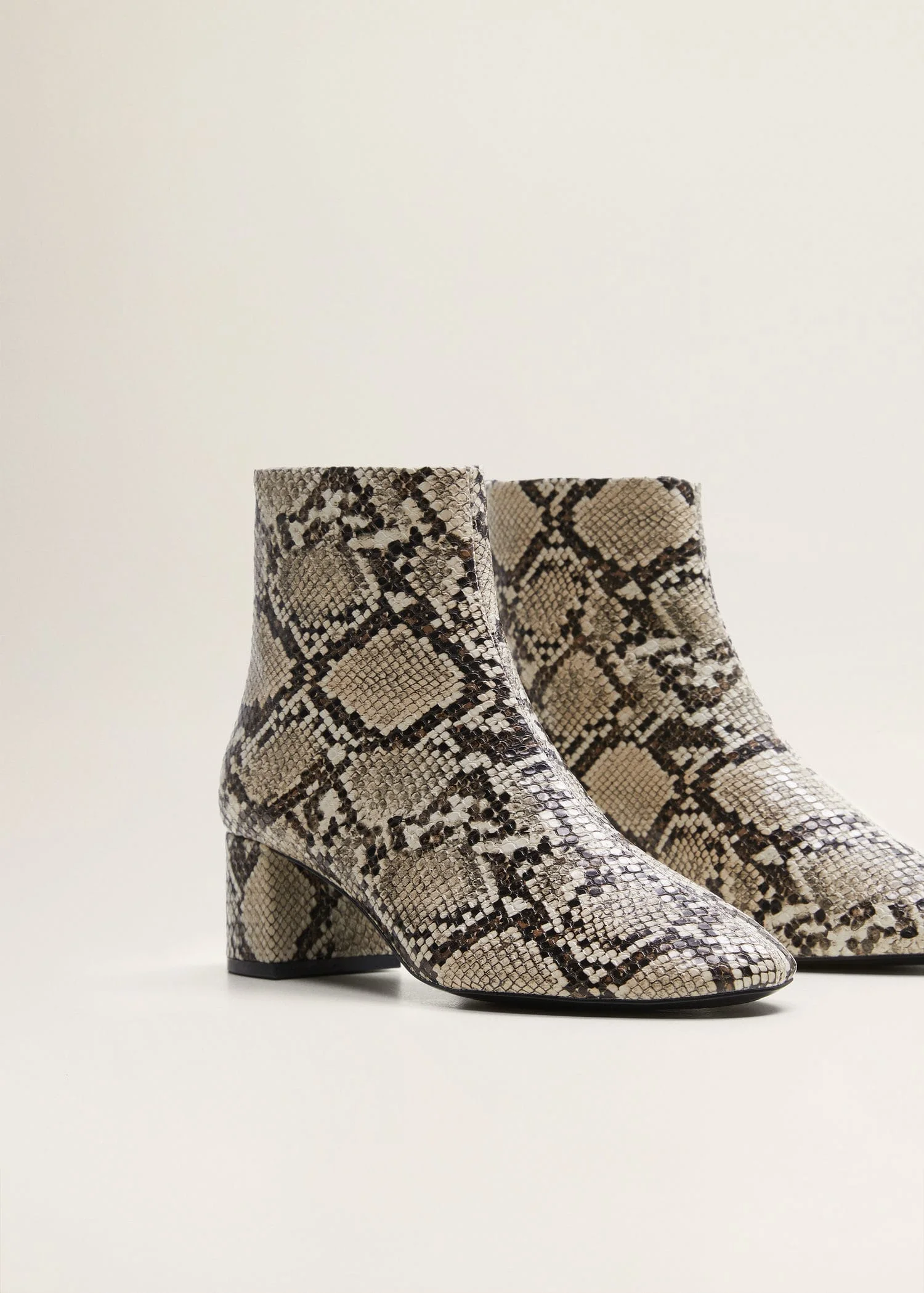 Snake-effect Ankle Boots
