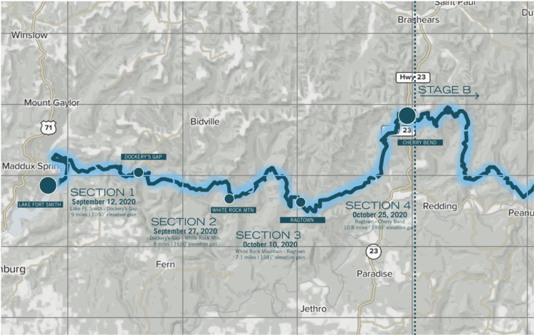 Ozark Highlands Trail Map Ozarks Highlands Trail Series: Stage A - Section 2 — 37 North Expeditions