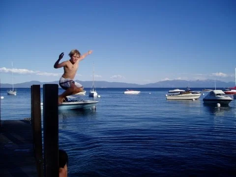 Sam off dock.Tahoe.2005.JPG
