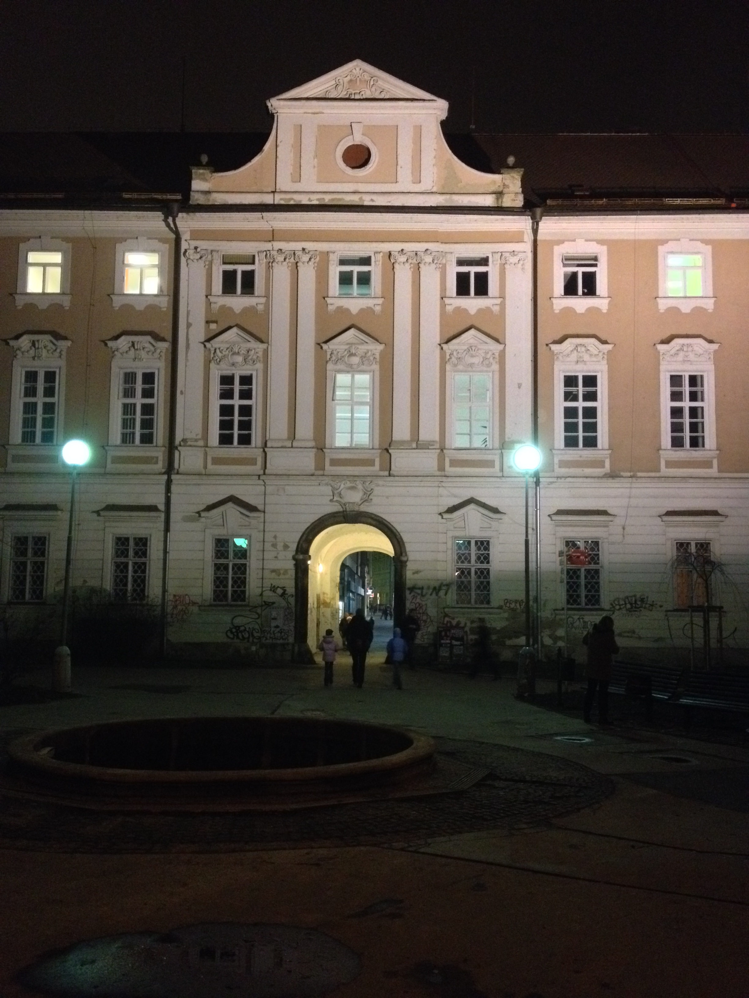 Mark and I take class together at night. The girls go with us. We park outside the city center and then walk in. 