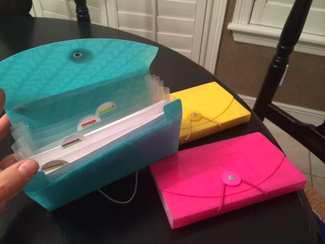 These handy dandy file holders are now used as the girls' budget category envelopes.  