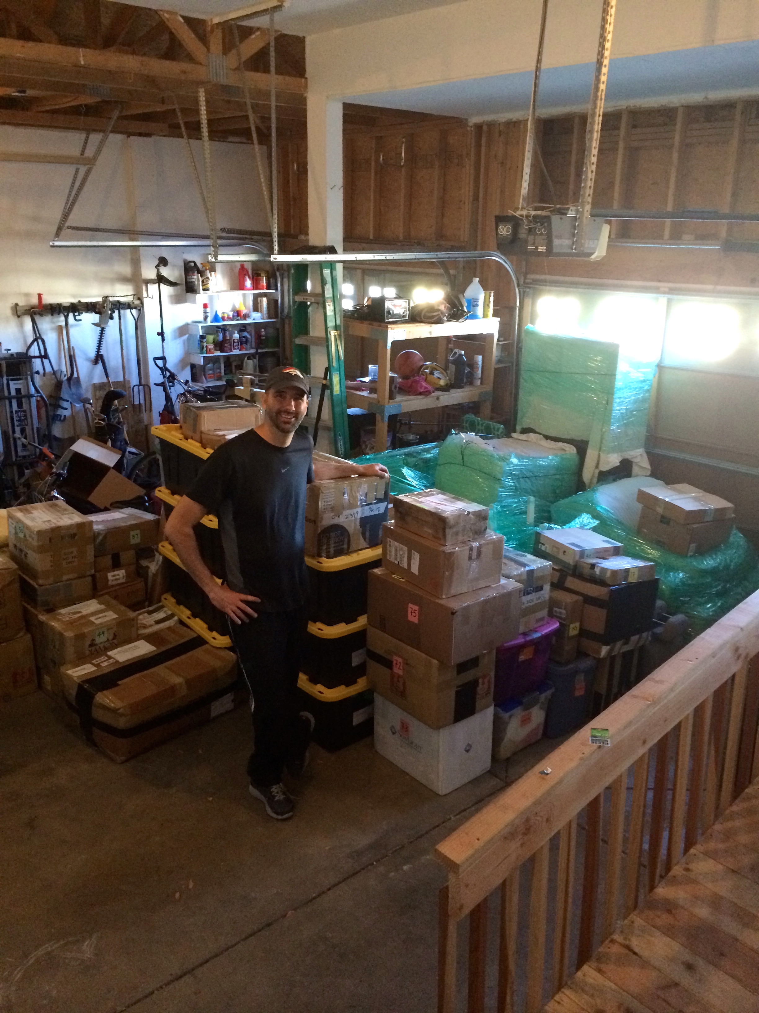 In addition to the boxes, we padded and saran-wrapped seven pieces of furniture, which we inherited and are taking with us. 