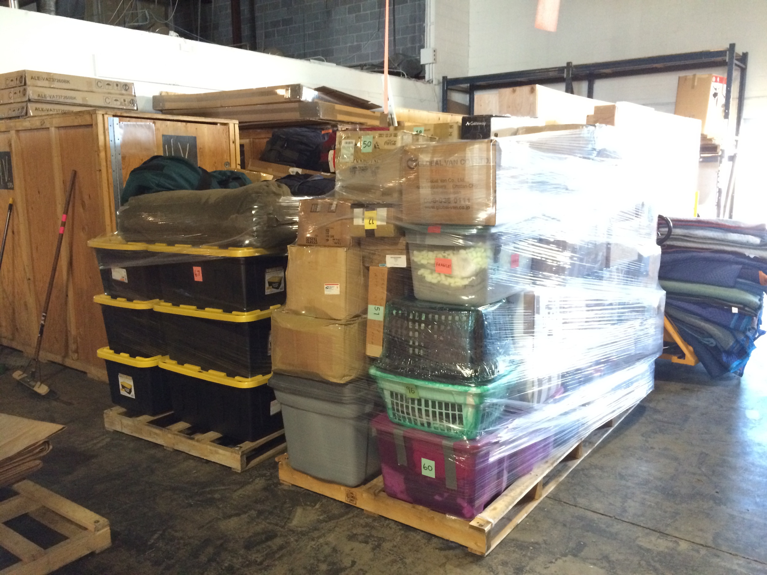 All 125 of our boxes fit onto two palettes. 