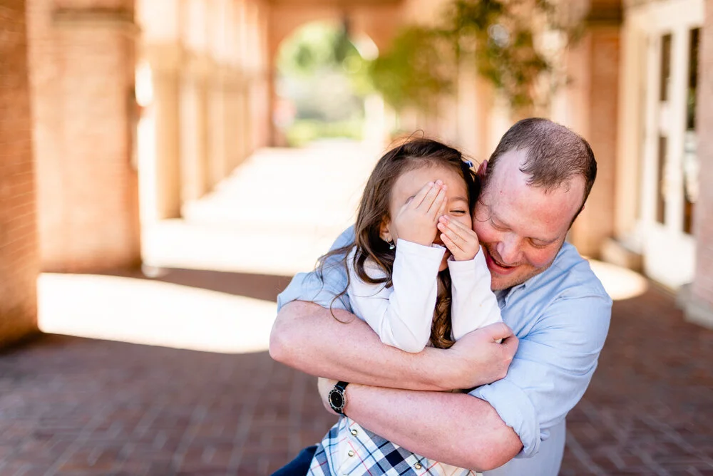 fall family mini session in Malaga Cove plaza