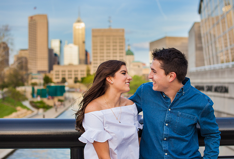 Downtown engagement photographer