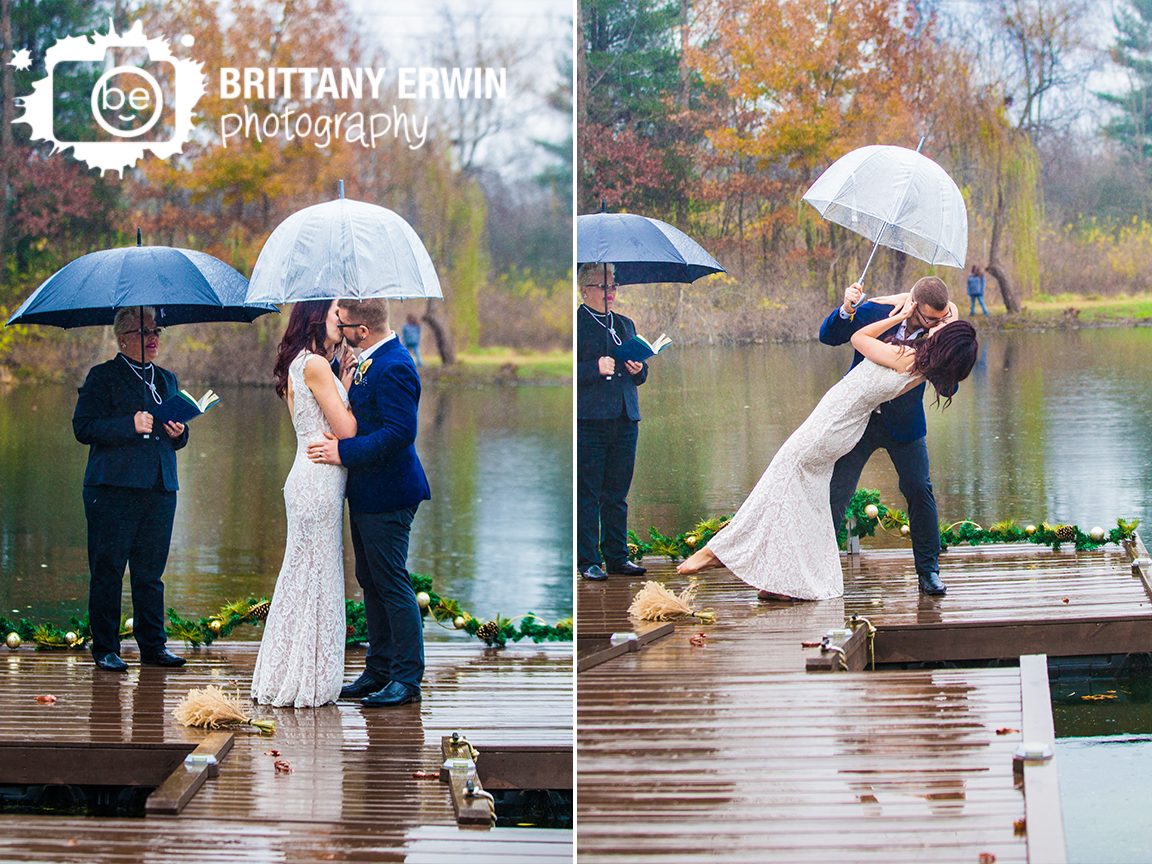 Indianapolis-elopement-photographer-raining-on-pond-dock-zombie-dip-kiss.jpg