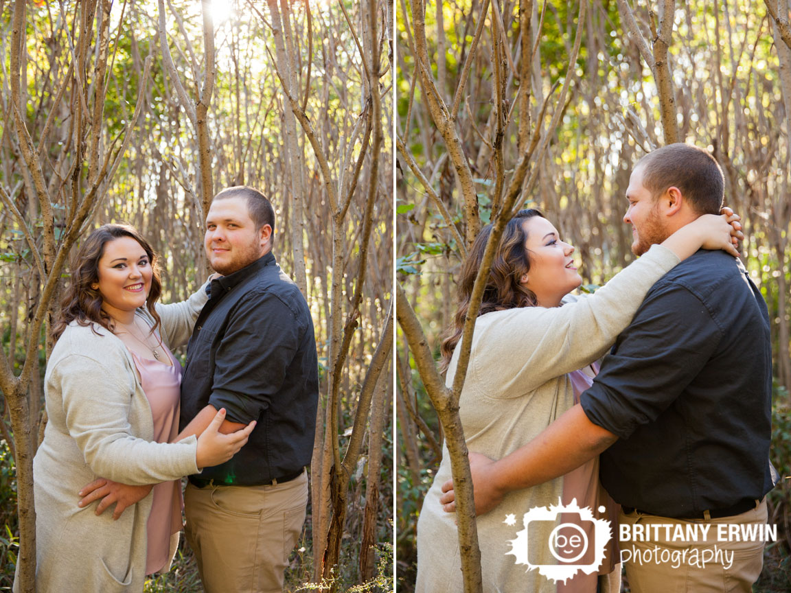 Camby Indiana engaged couple in Sumac field